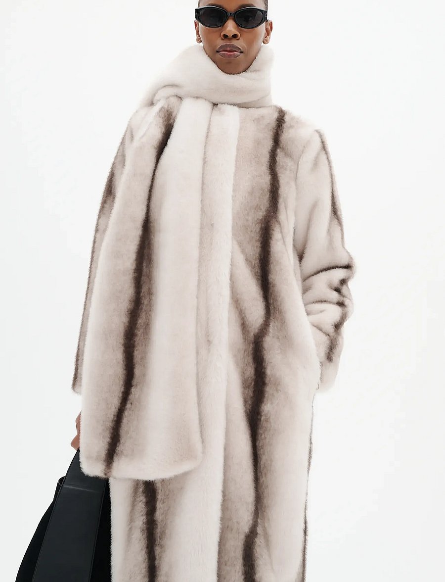 InWear - ZABELLEIW LONG COAT - faux fur jakker - faux fur stripe - 4
