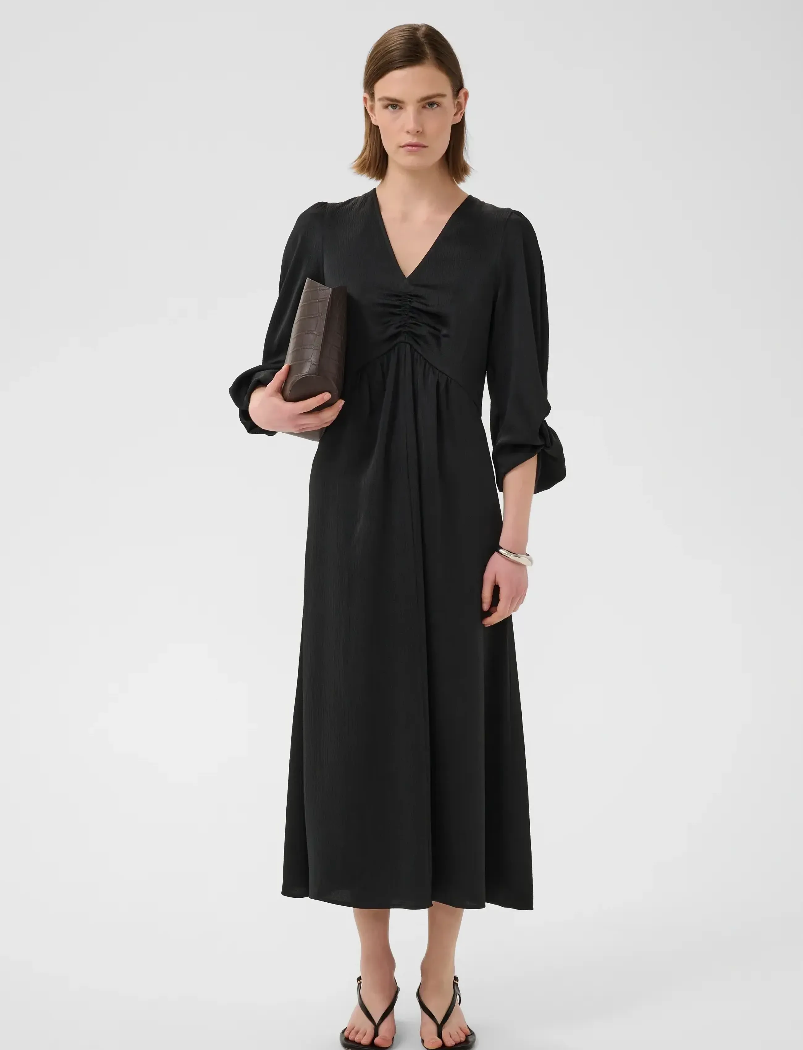 InWear Holleyiw Dress, Kvinder, Rynket Midikjole, Sort, Str: 46