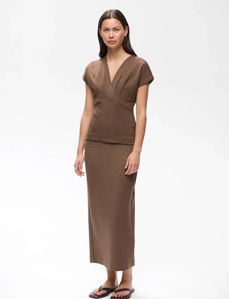 InWear - FARIIW VINCENTIW MEL BLOUSE - lühikeste varrukatega pluusid - coffee quartz melange - 3