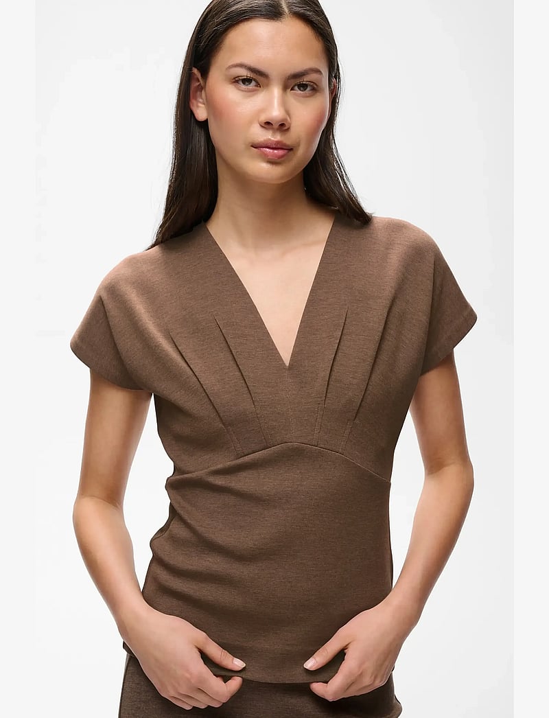 InWear - FARIIW VINCENTIW MEL BLOUSE - kortærmede bluser - coffee quartz melange - 5