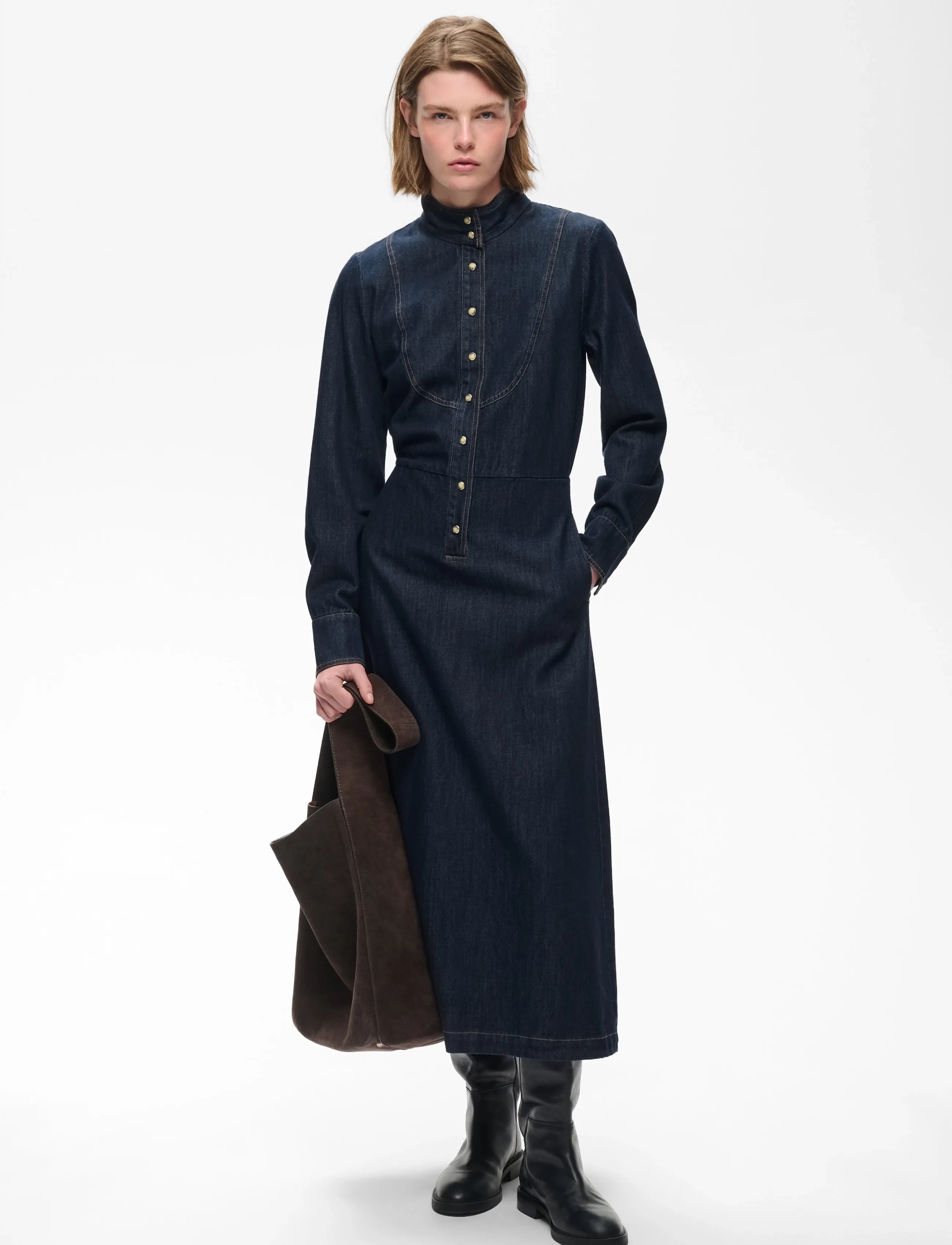 InWear HIROIW DRESS - Kleidung - WASHED DARK BLUE DENIM / navy