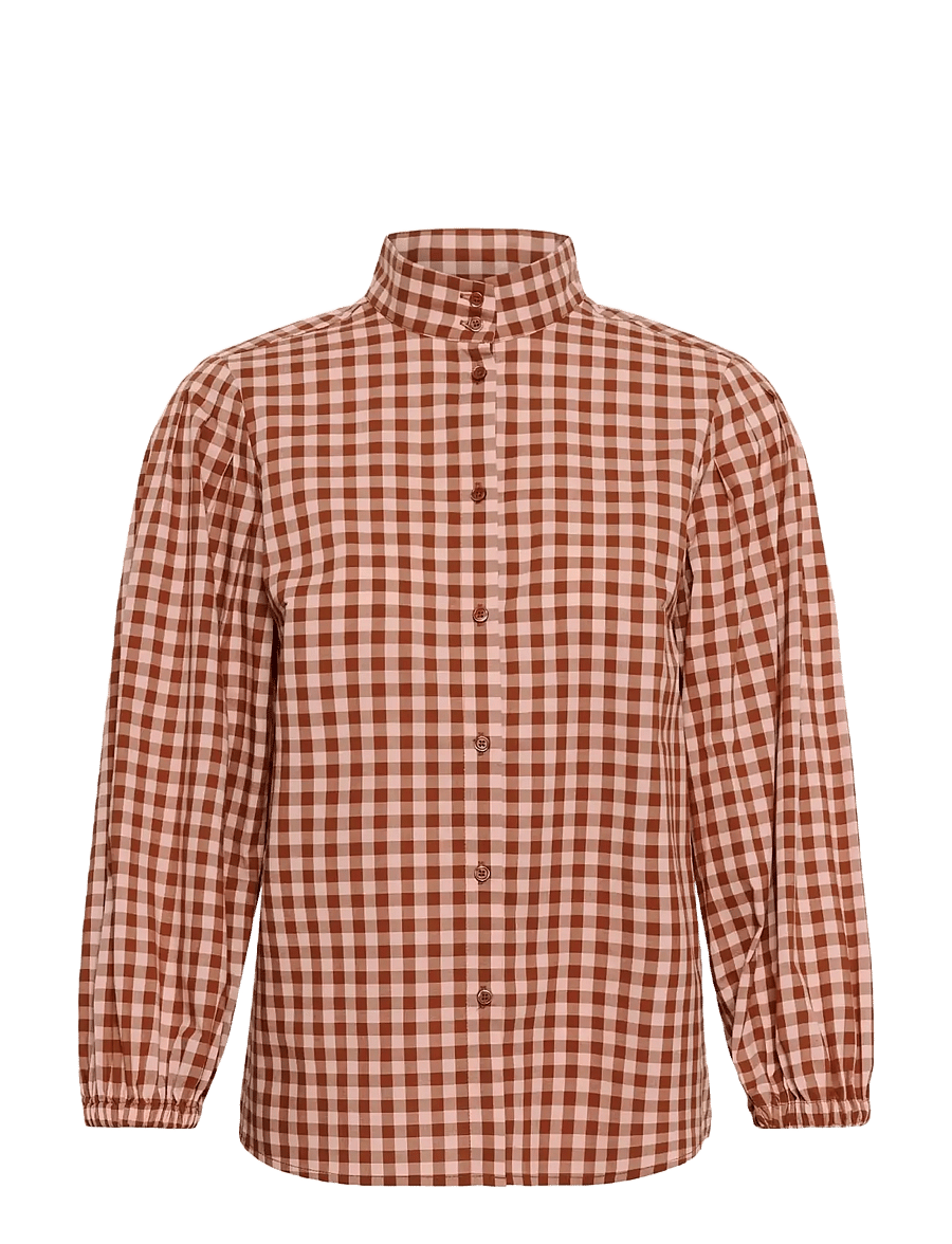 InWear - HAIMAIW HIGH NECK SHIRT - langærmede skjorter - gingham brandy/brown pale mauv - 1