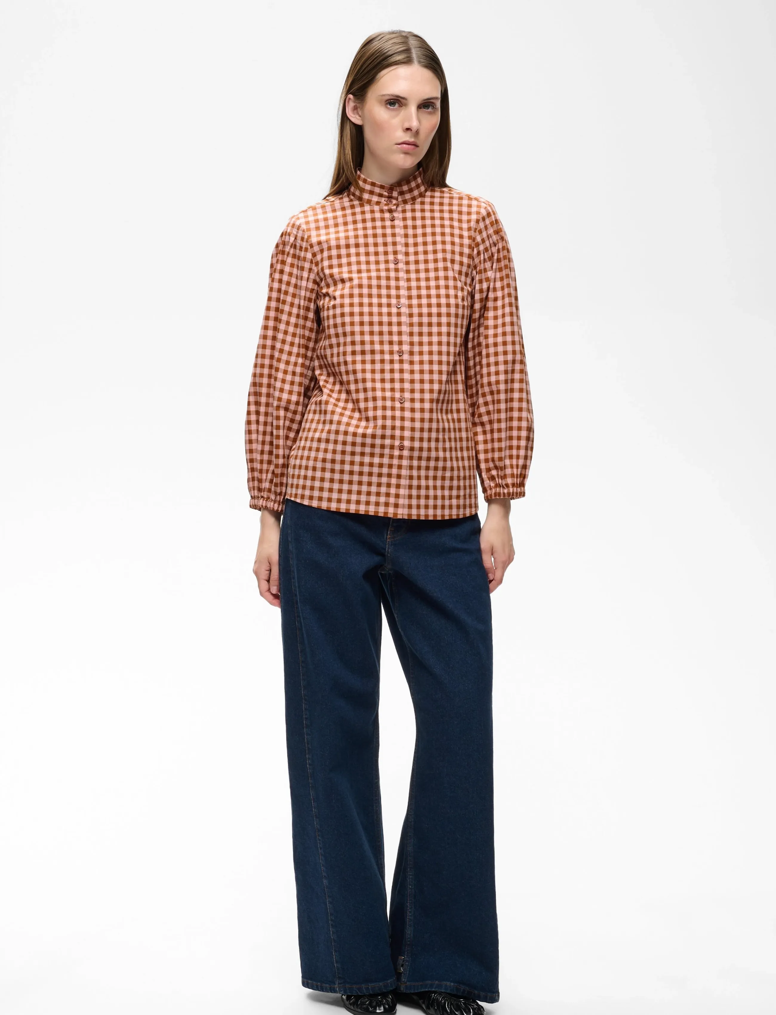 InWear HAIMAIW HIGH NECK SHIRT - Skjorter - GINGHAM BRANDY/BROWN PALE MAUV / brown