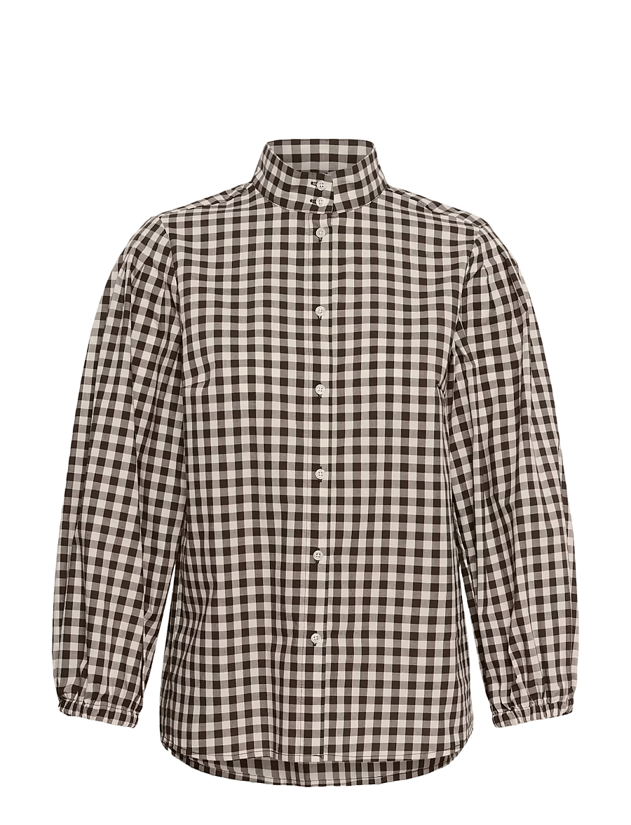 InWear - HAIMAIW HIGH NECK SHIRT - langärmlige hemden - gingham choko tort/pearl ivory - 1