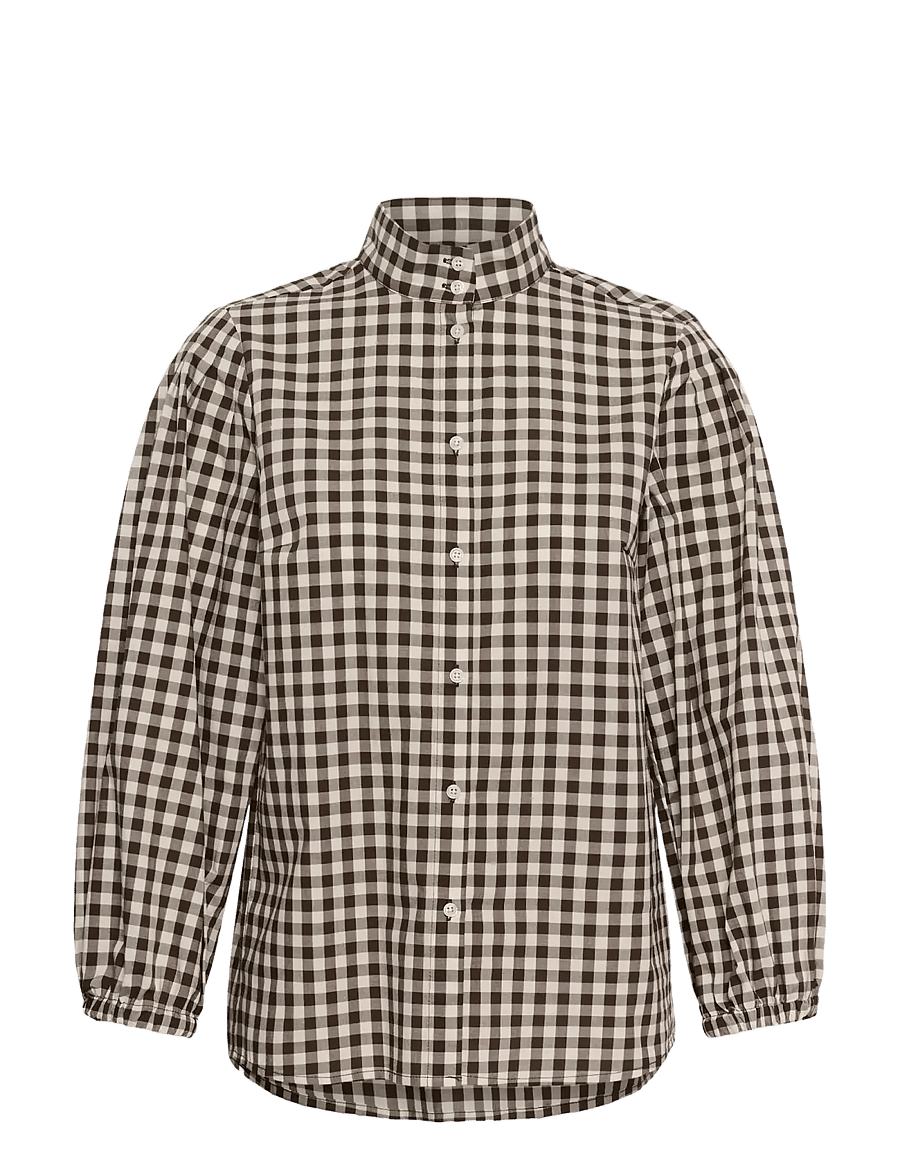 InWear - HAIMAIW HIGH NECK SHIRT - langærmede skjorter - gingham choko tort/pearl ivory - 1