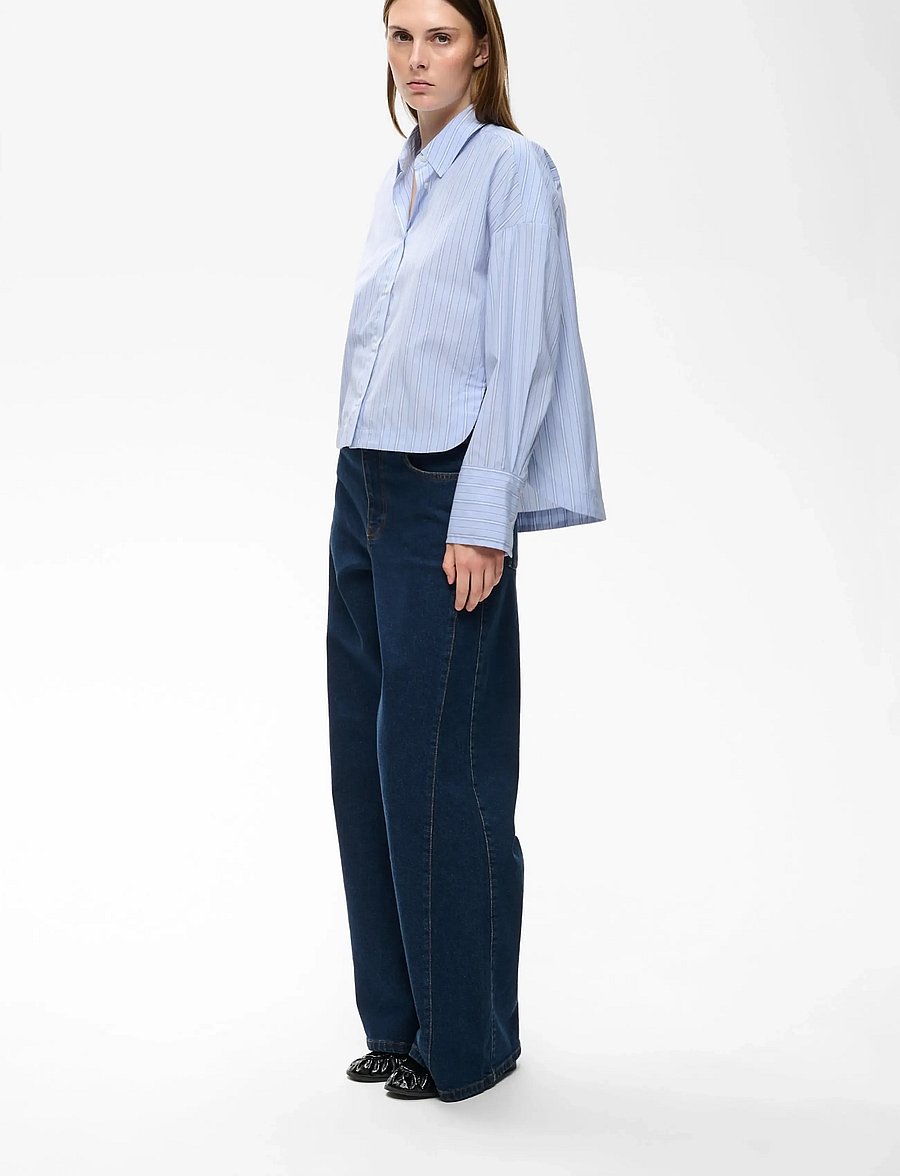 InWear - HALENIW SHORT SHIRT - dobby stipe brunnera blue - 0