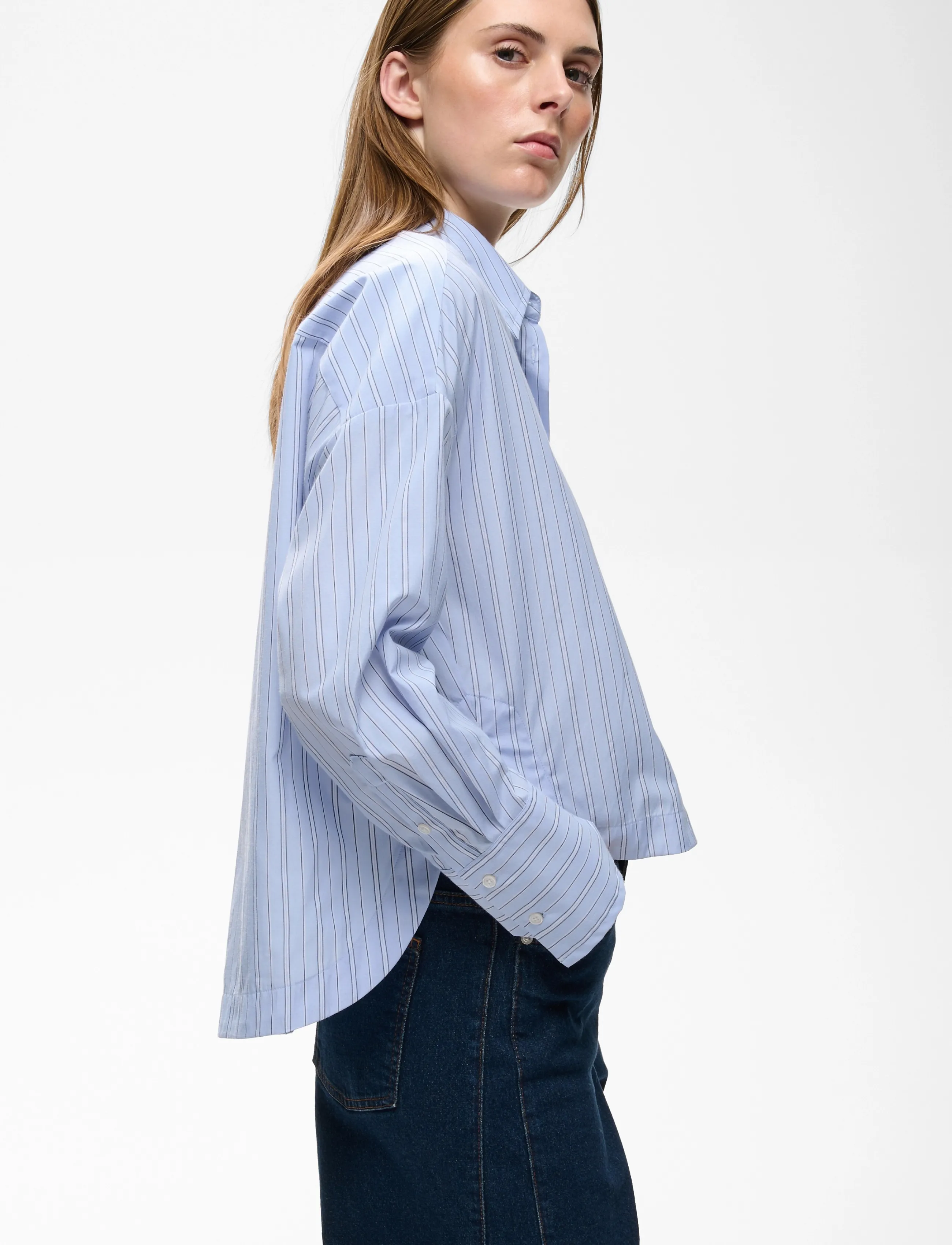 InWear - HALENIW SHORT SHIRT - long-sleeved shirts - dobby stipe brunnera blue - 2