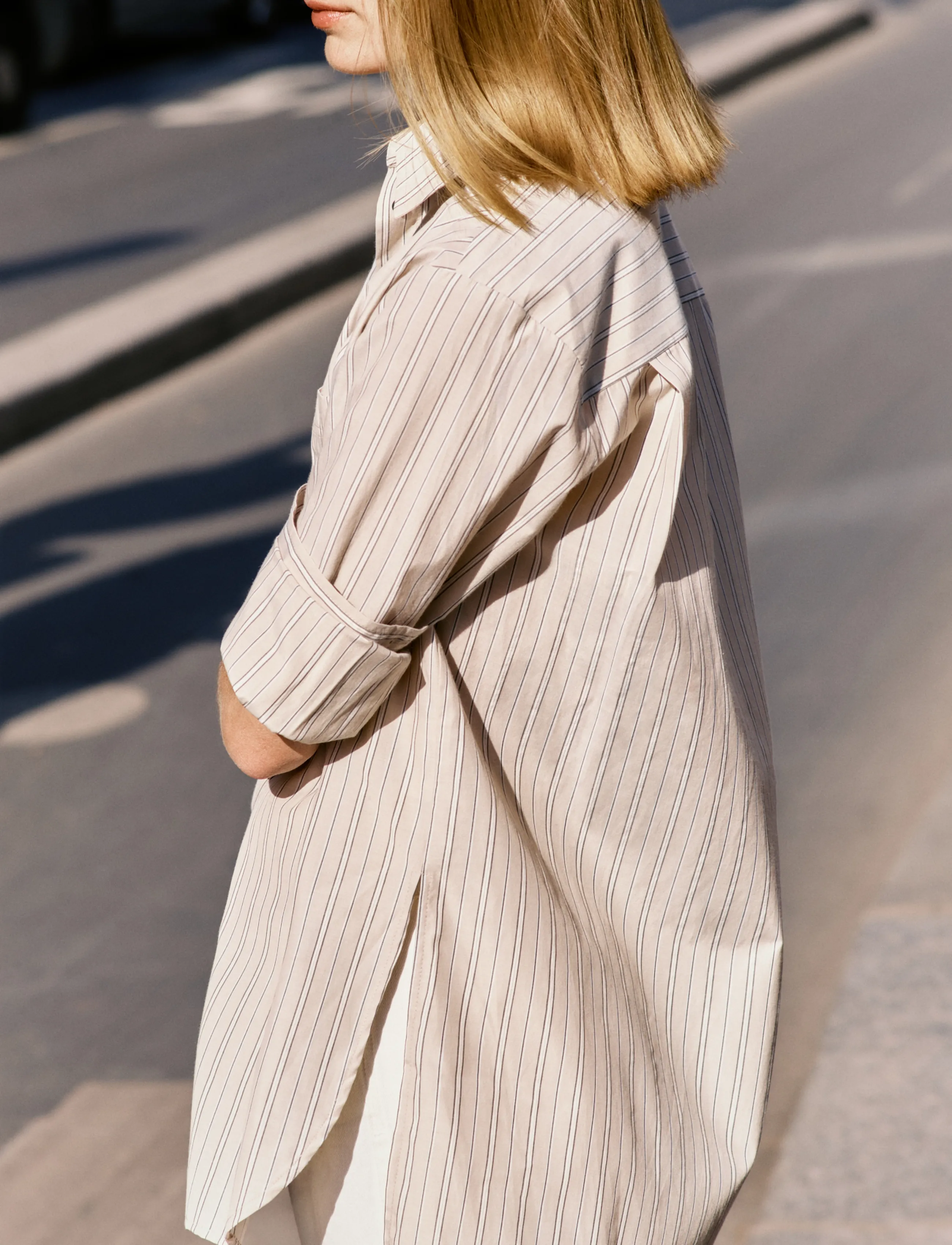 InWear HALENIW SHORT SHIRT - Särgid - DOBBY STRIPE HUMMUS / beige