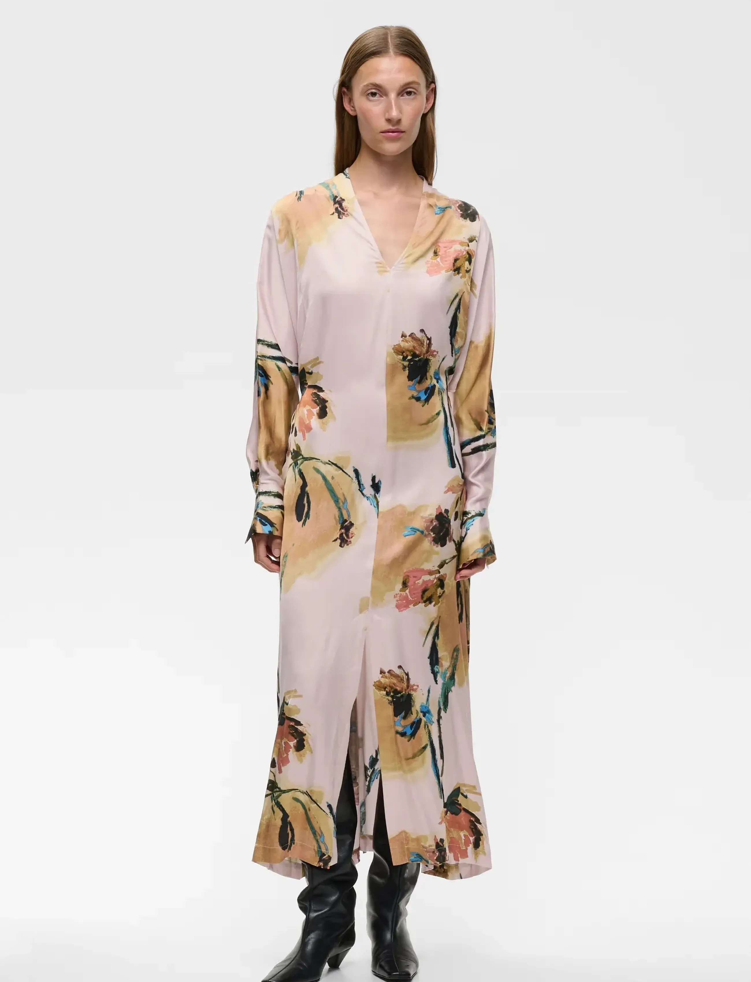 InWear MEADOWIW DRESS - Kläder - MULTI PAINTED FLOWER / pink/rose