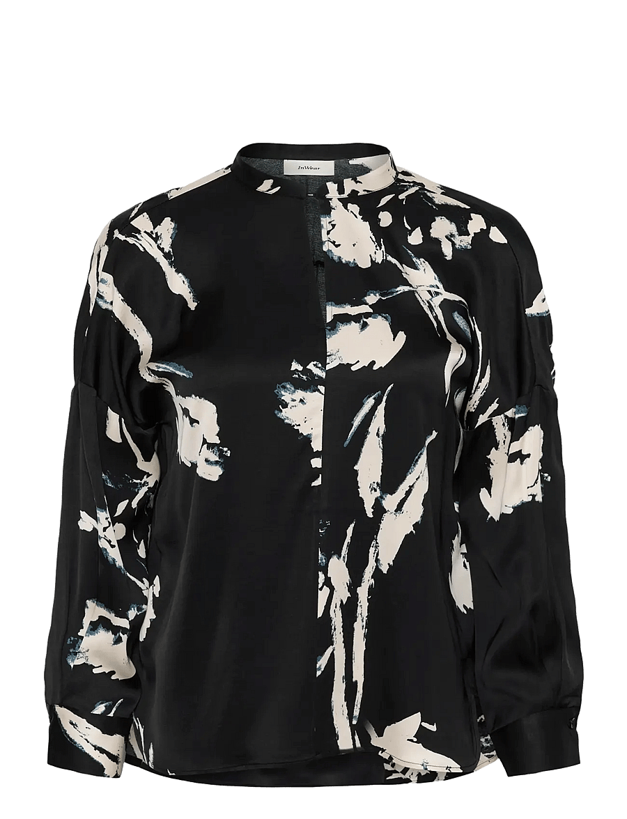 InWear - MEADOWIW BLOUSE - långärmade blusar - black painted flower - 1