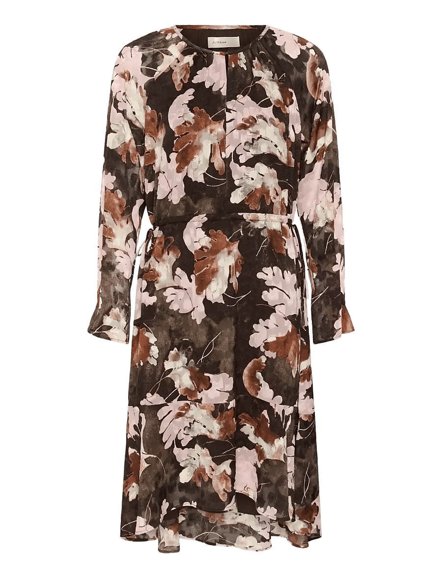 InWear - MASONIW SHORT DRESS - short dresses - brown w pink fall leaves - 0