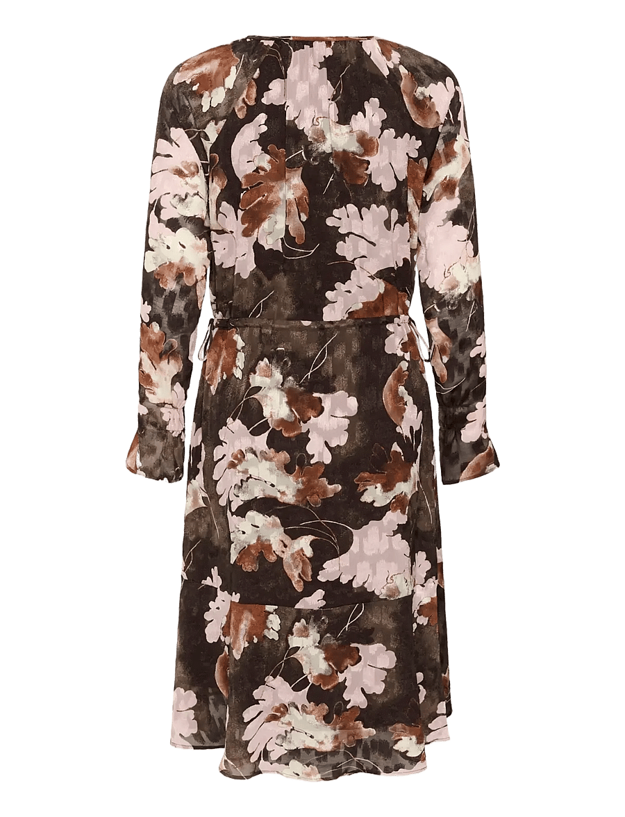 InWear - MASONIW SHORT DRESS - short dresses - brown w pink fall leaves - 1