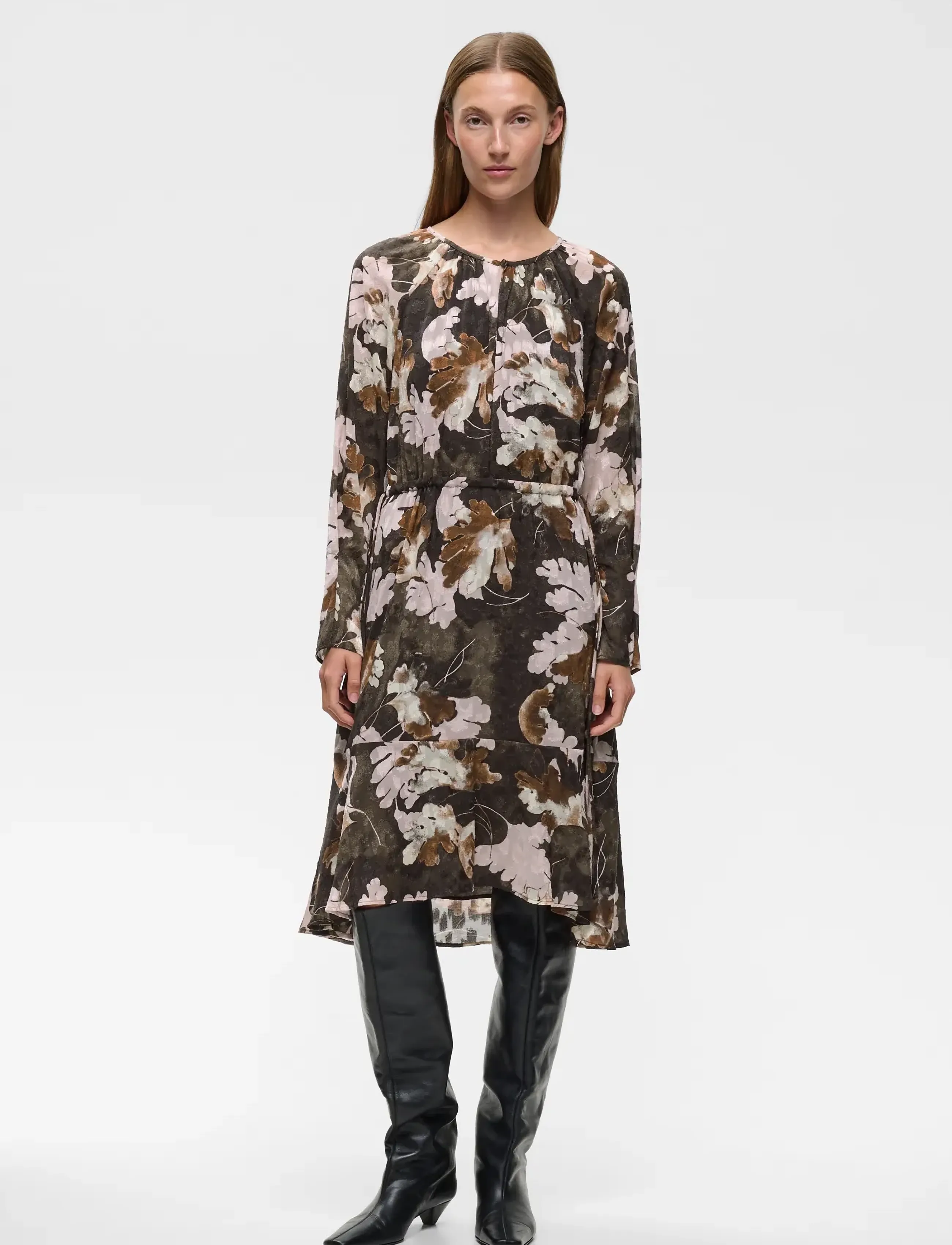 InWear MASONIW SHORT DRESS - Kläder - BROWN W PINK FALL LEAVES / brown