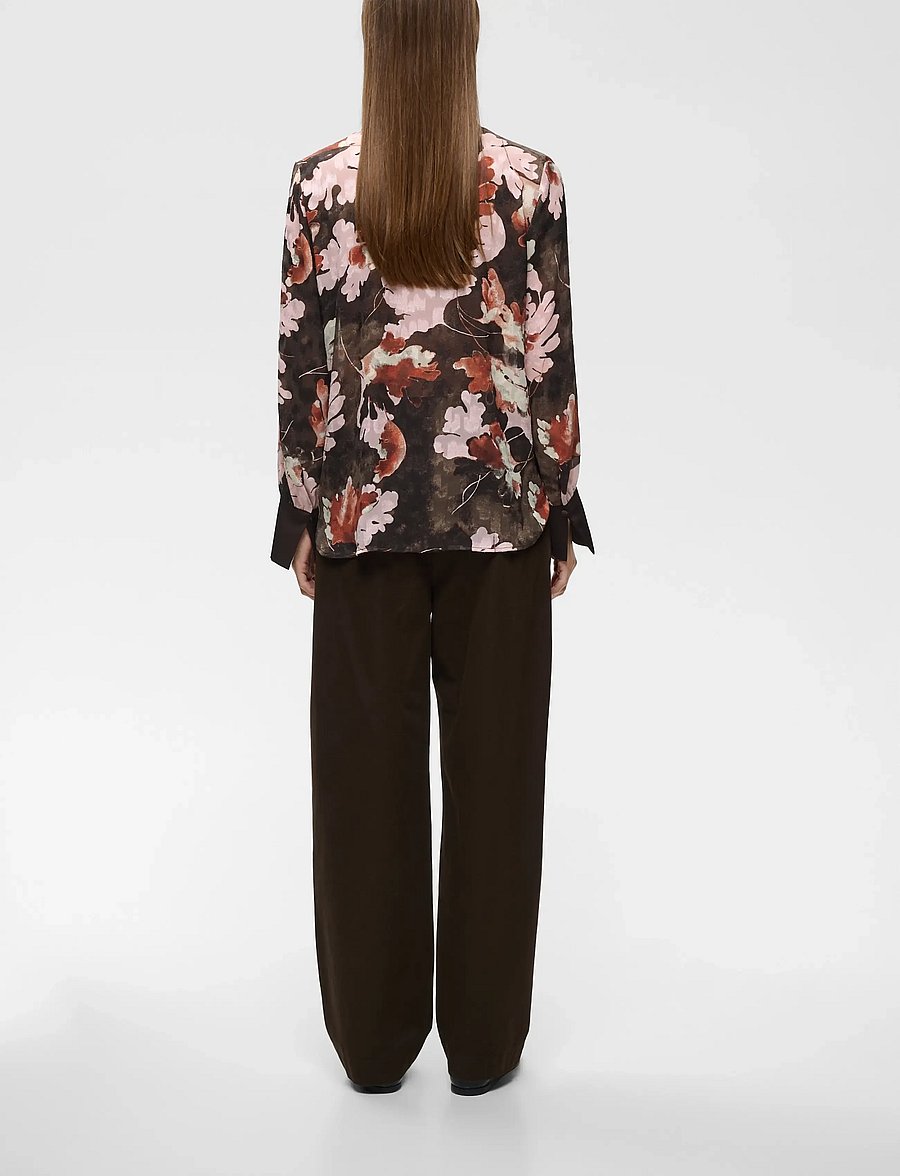 InWear - MASONIW V-NECK BLOUSE - pikkade varrukatega pluusid - brown w pink fall leaves - 4