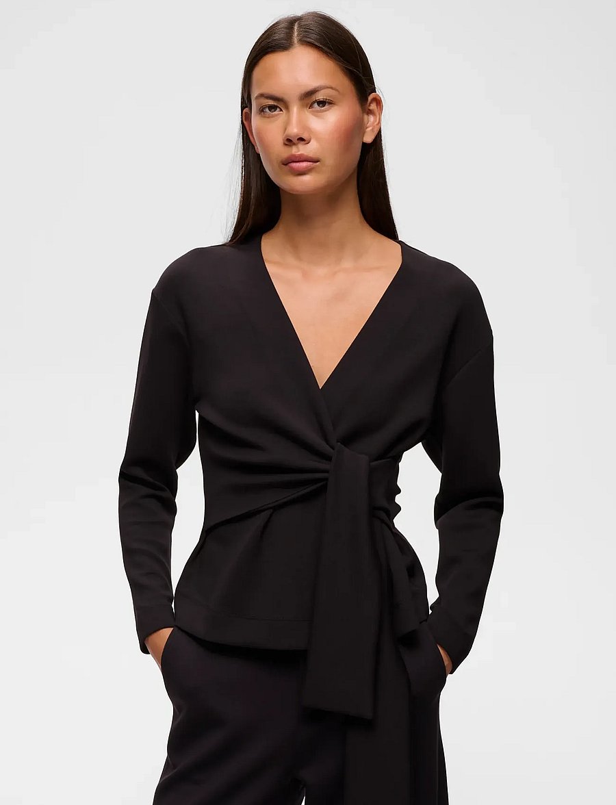 InWear - AGGIEIW VINCENT KNOT BLOUSE - langärmelige blusen - black - 0