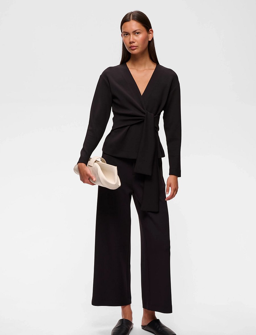 InWear - AGGIEIW VINCENT KNOT BLOUSE - långärmade blusar - black - 0