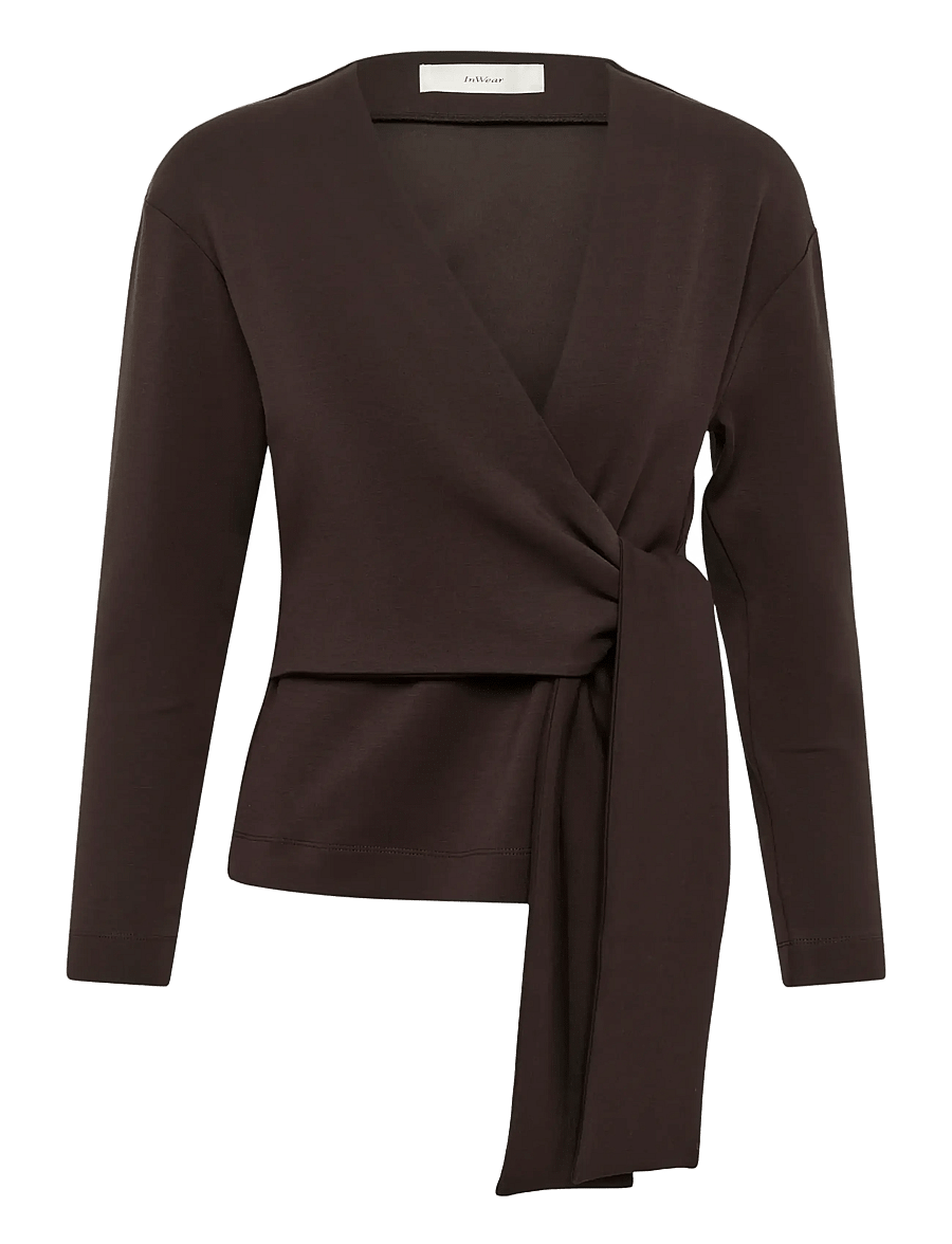 InWear - AGGIEIW VINCENT KNOT BLOUSE - långärmade blusar - chocolate brown - 0