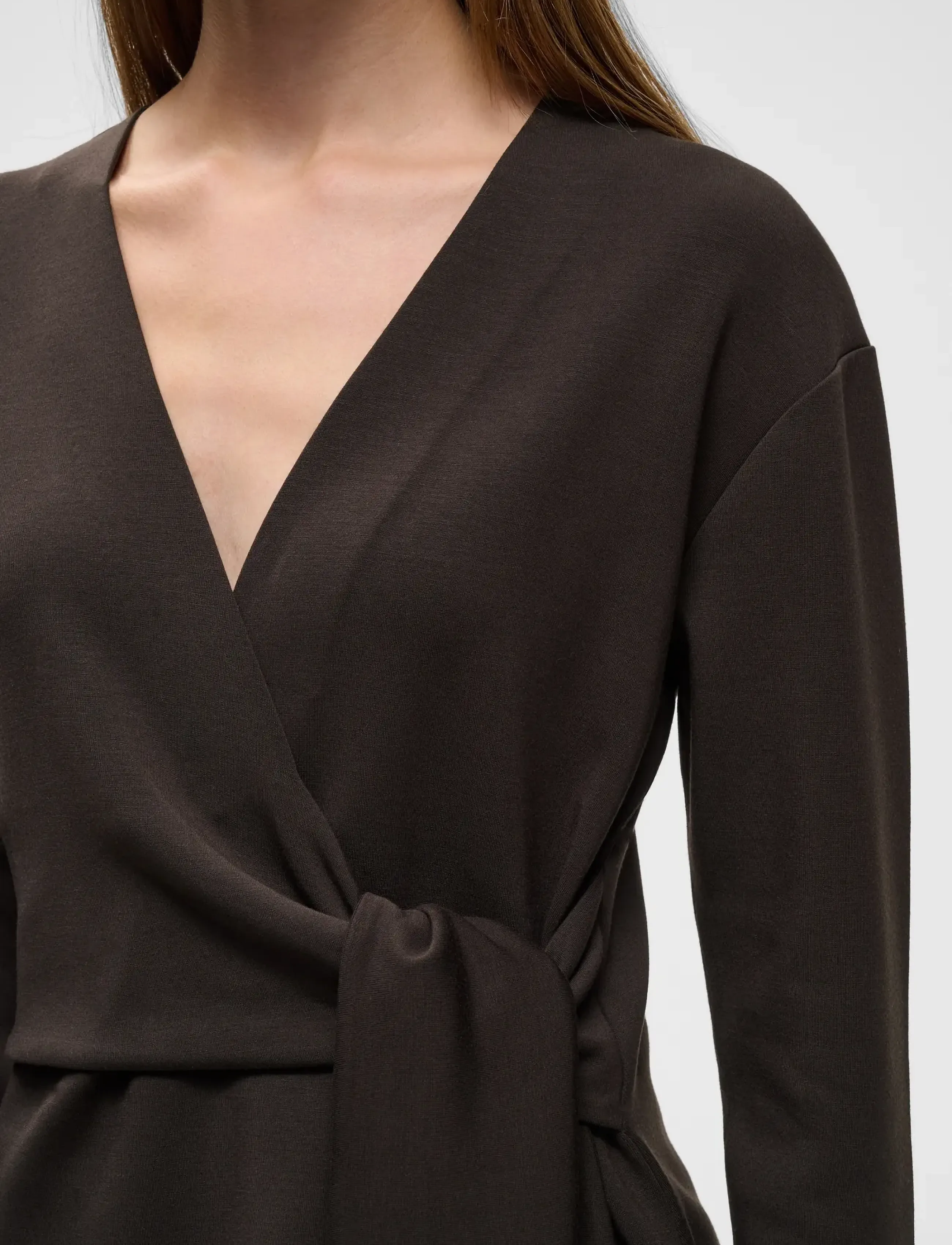 InWear - AGGIEIW VINCENT KNOT BLOUSE - long sleeved blouses - chocolate brown - 3