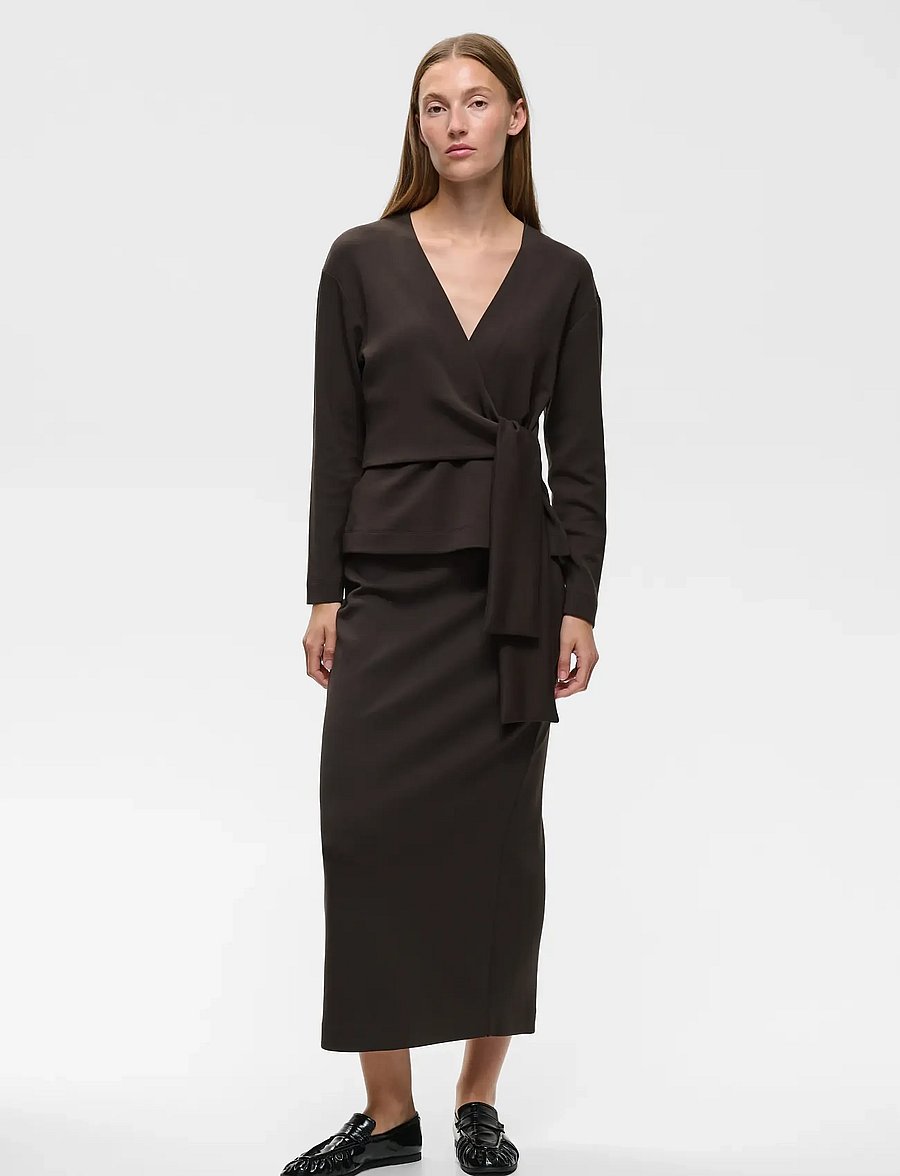 InWear - AGGIEIW VINCENT KNOT BLOUSE - long sleeved blouses - chocolate brown - 4