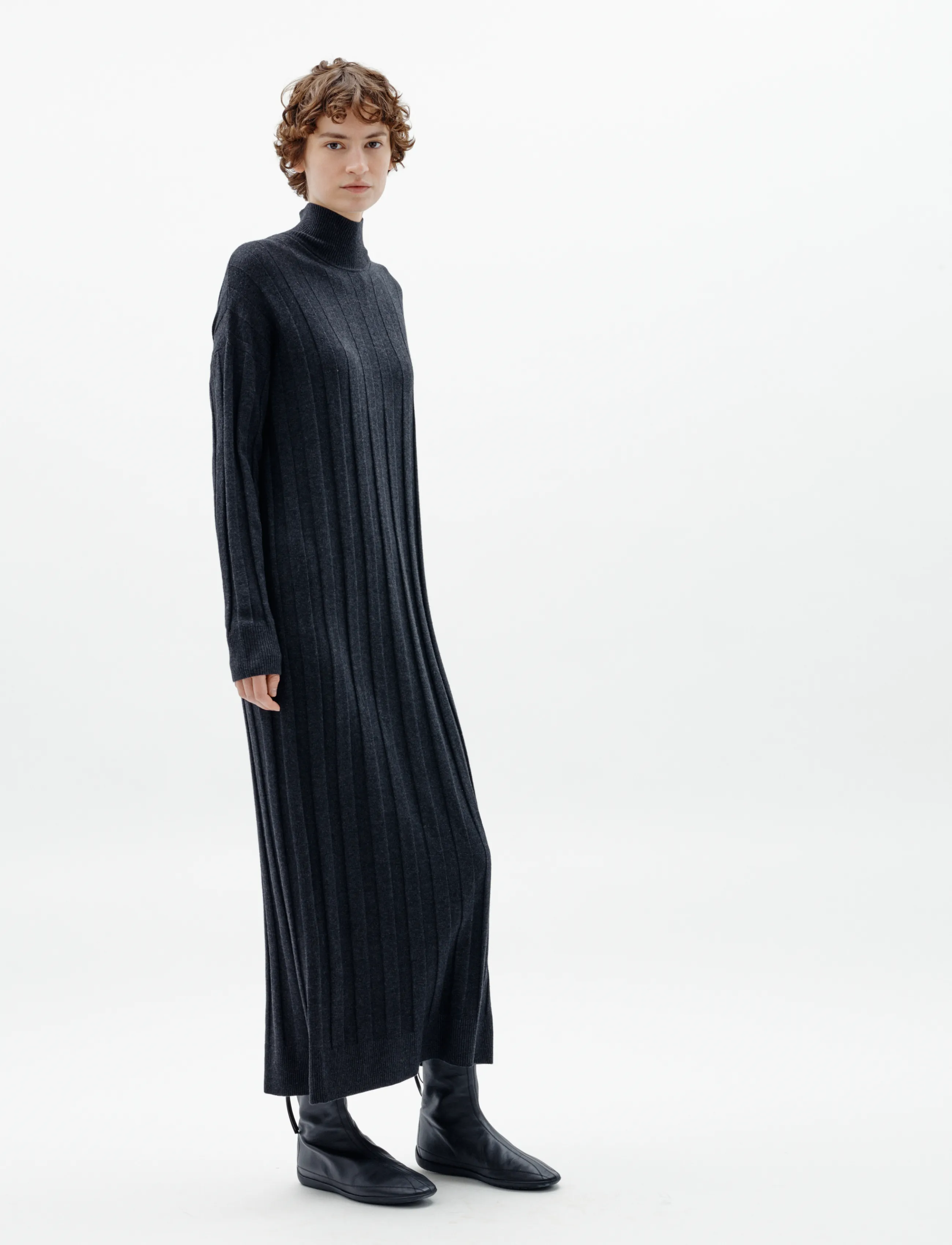 InWear TESSIW KELLSIE DRESS - Plus Size & Curvy - DARK GREY MELANGE / black