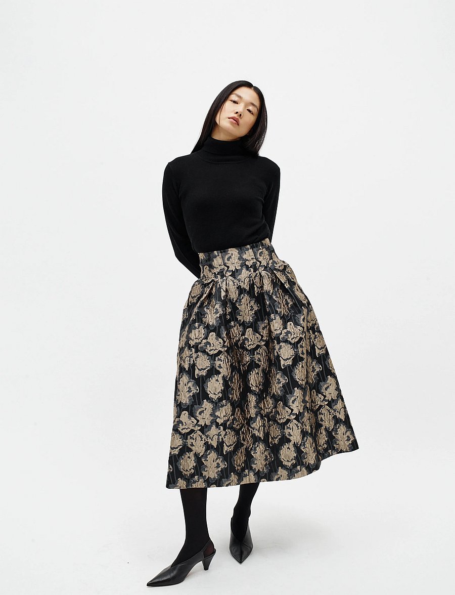 InWear - YANCIEIW SKIRT - midi-röcke - flower jacquard - 0