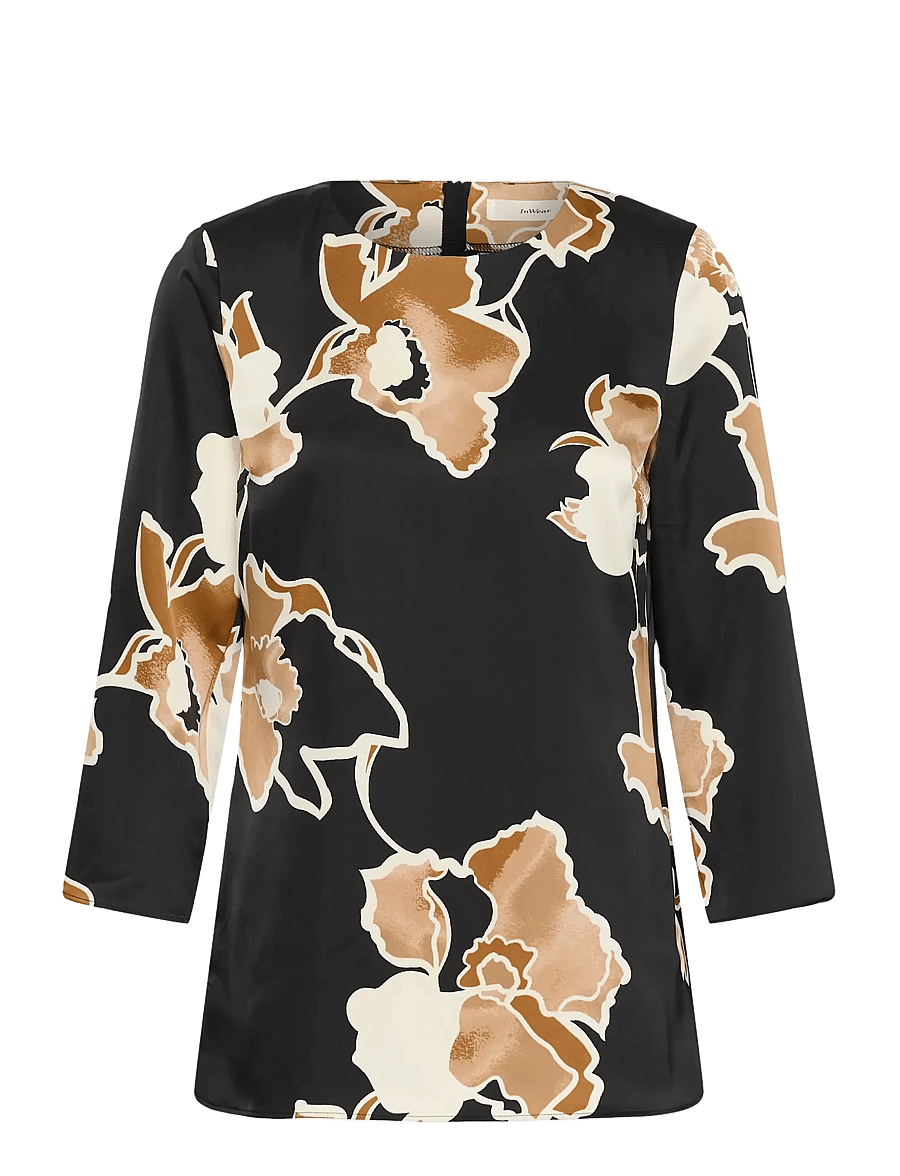 InWear - OLIVEIW BLOUSE - kolmveerandvarrukatega pluusid - black sketch flower - 0