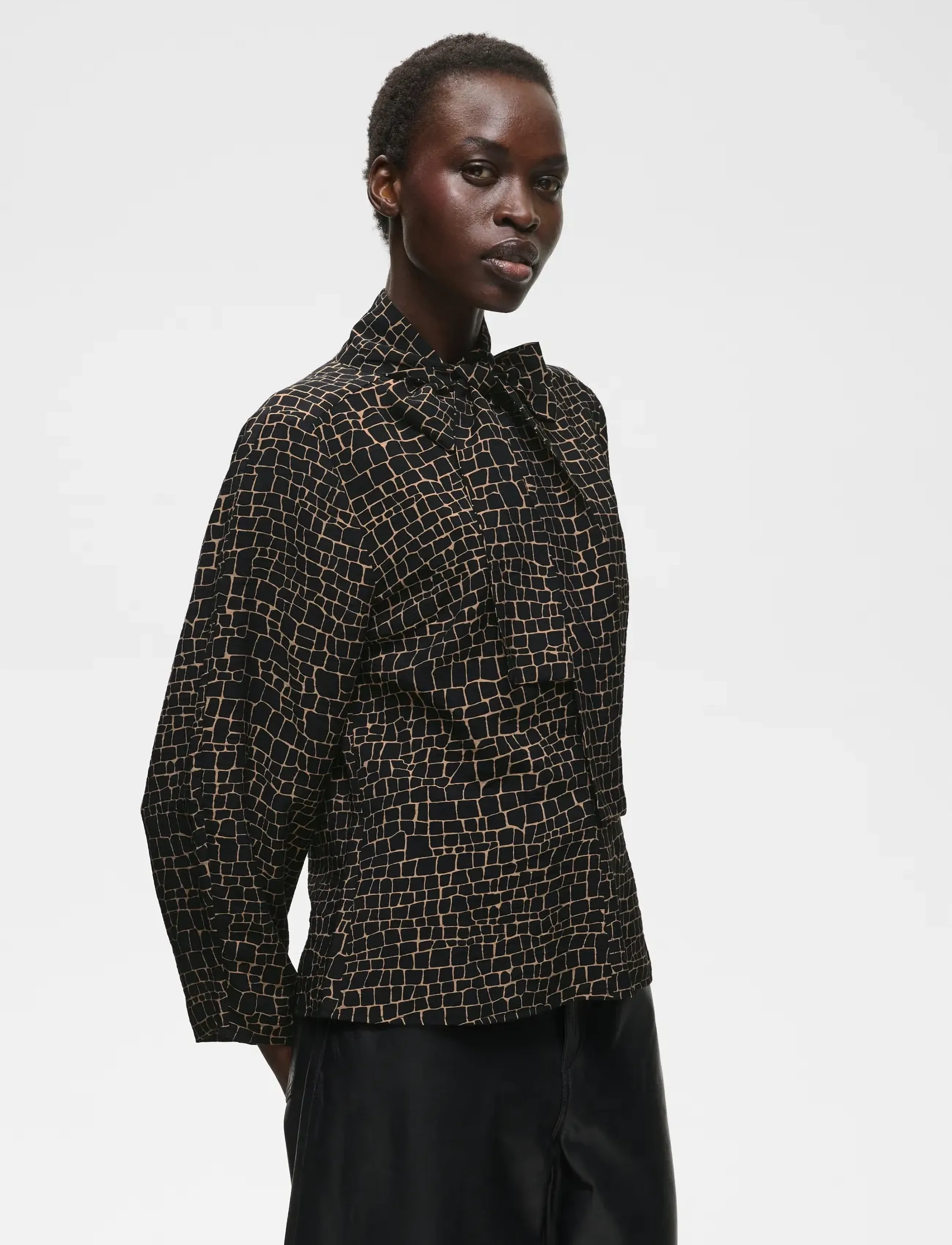 InWear - ORYIW BLOUSE - långärmade blusar - black croco - 0