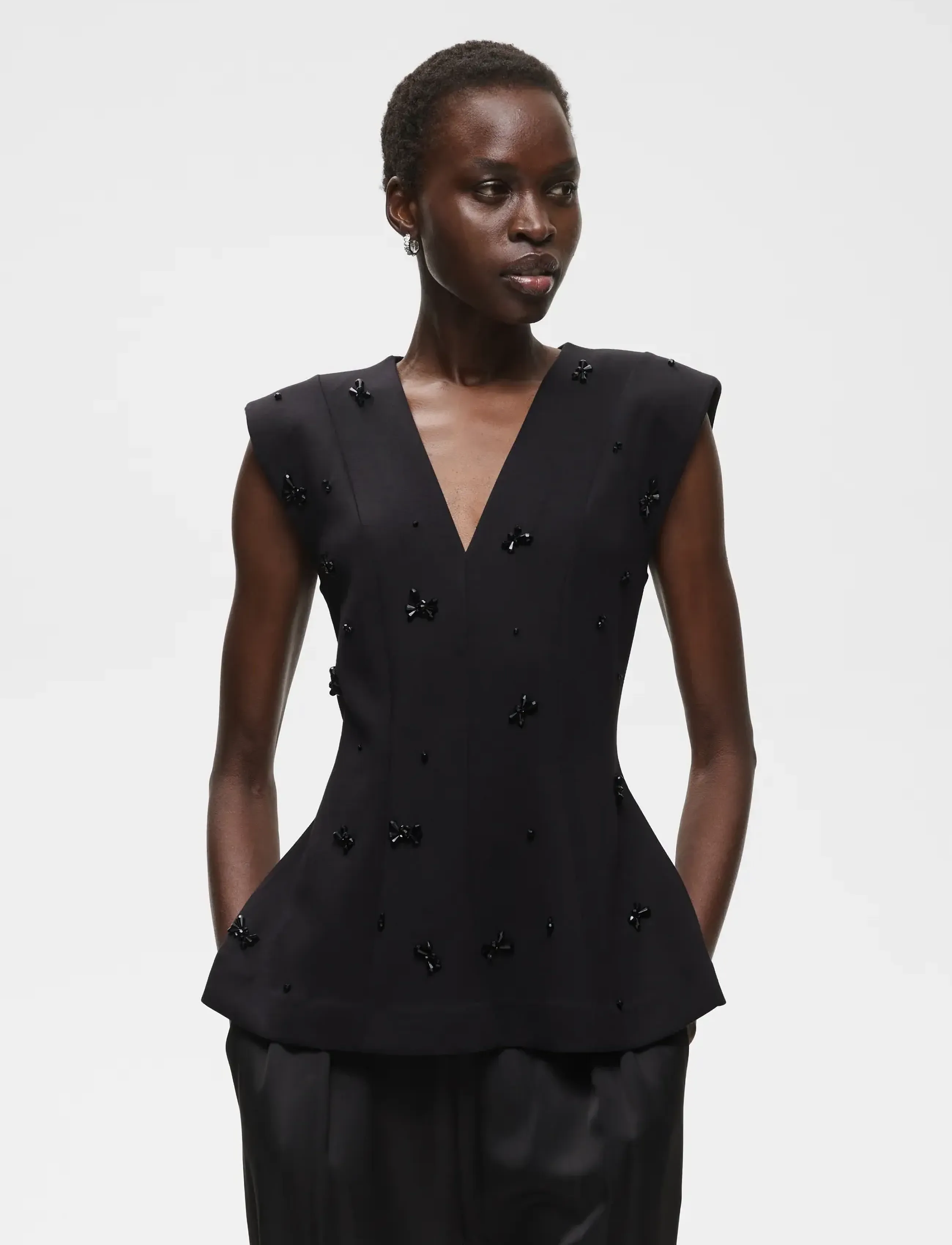 InWear BAYAIW VINCENT TOP - Blusar - BLACK SEQUINSFLOWER / black