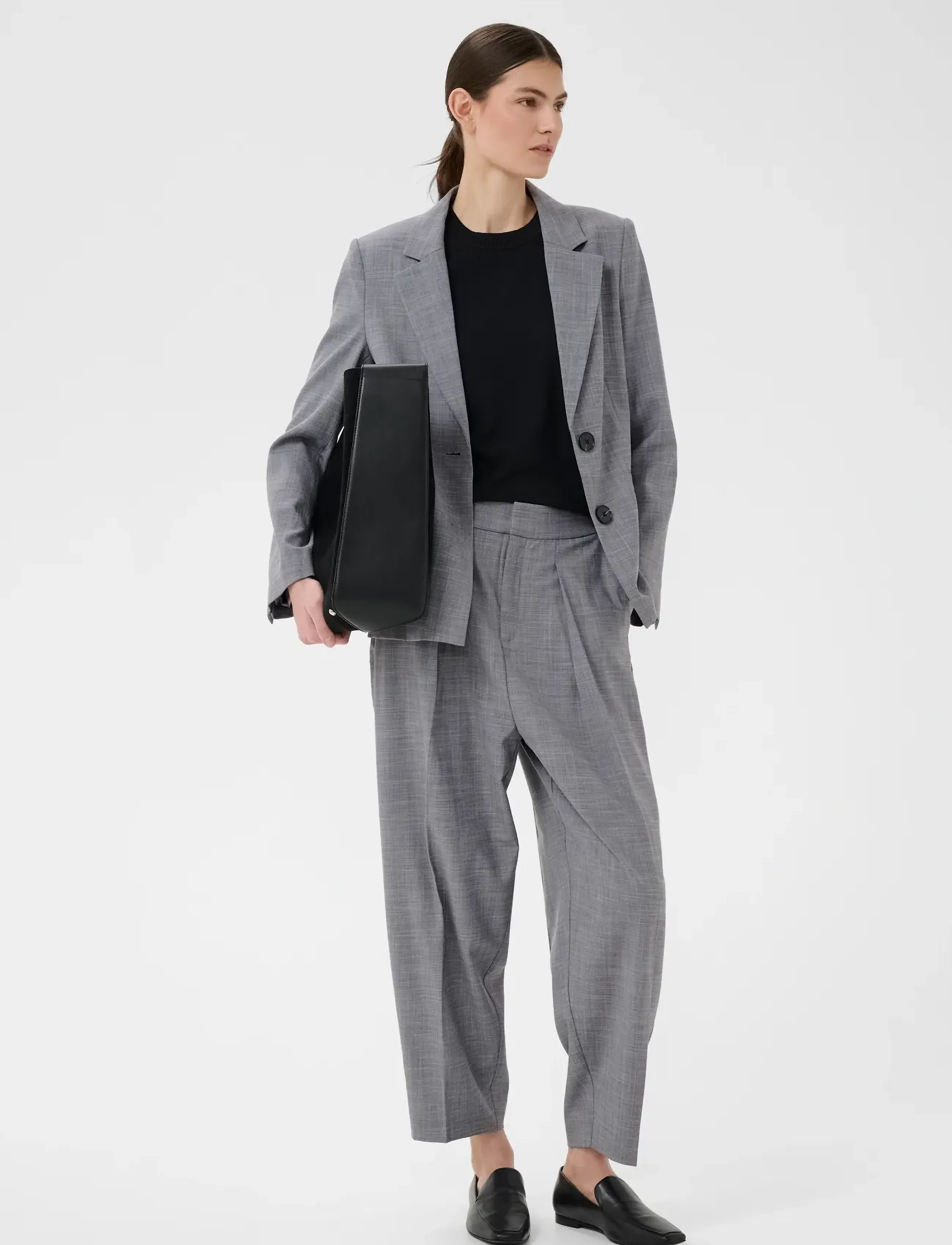 InWear - CADIEIW MEL CORE BARREL PANT - barrel-bukser - new light grey melange - 0