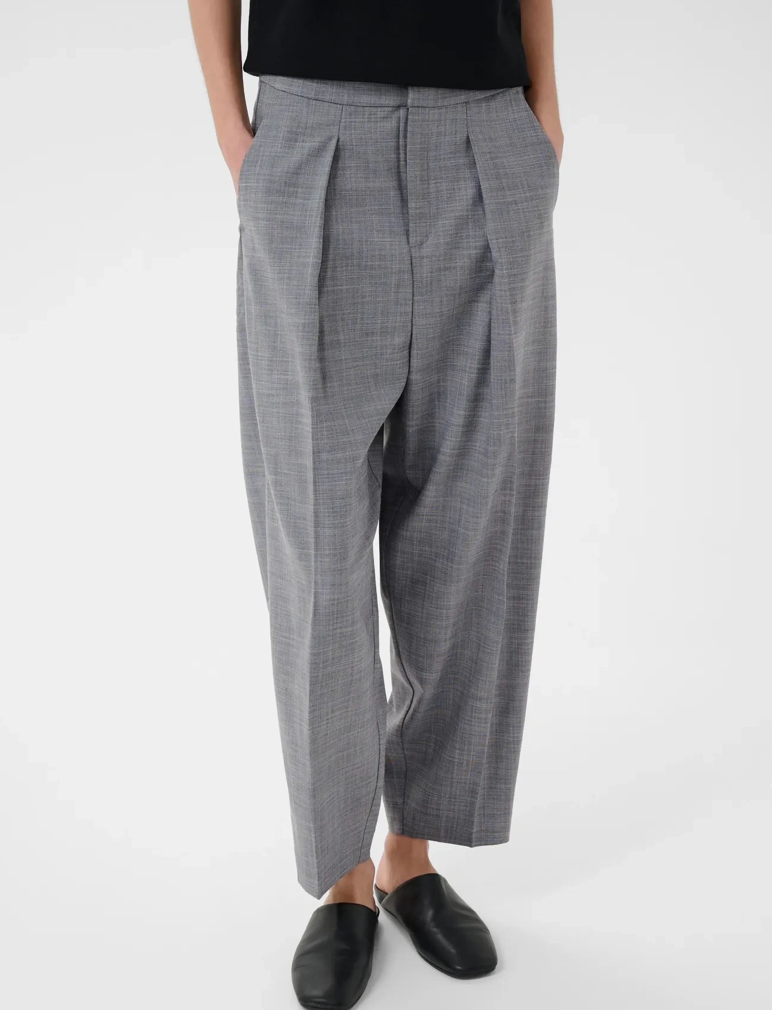 InWear - CADIEIW MEL CORE BARREL PANT - barrel-bukser - new light grey melange - 4