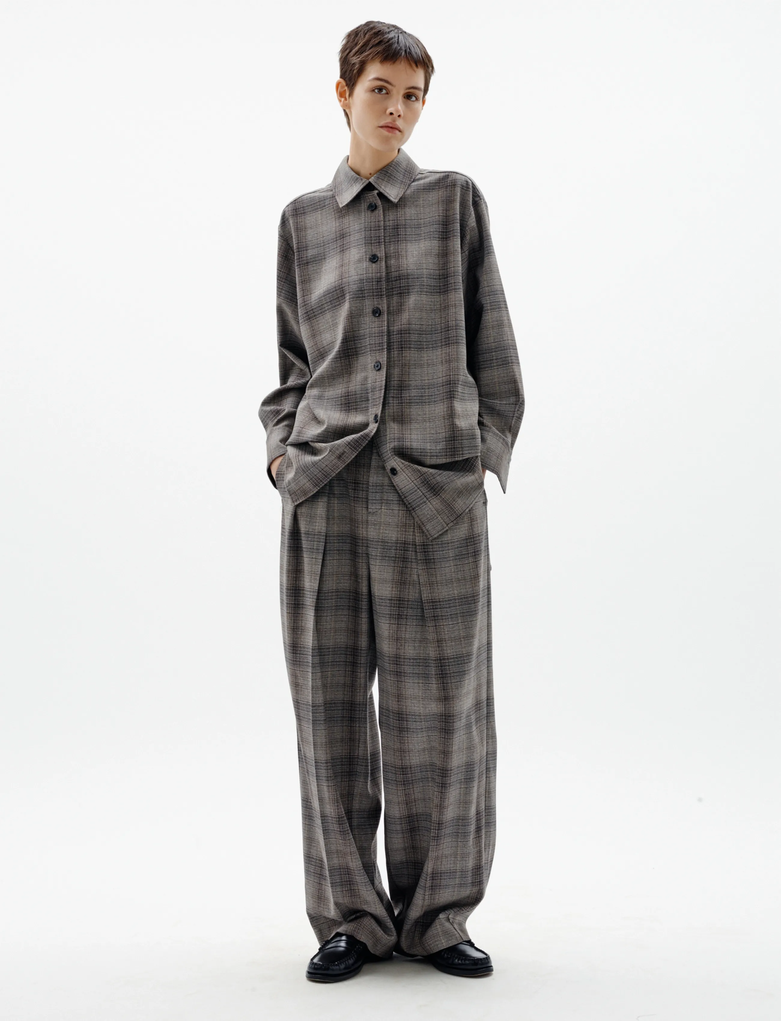 InWear CHECKIEIW BARREL PANT - Kleidung - BROWN FALL CHECK / brown
