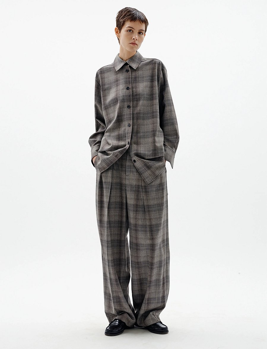 InWear - CHECKIEIW BARREL PANT - hosen mit geradem bein - brown fall check - 0