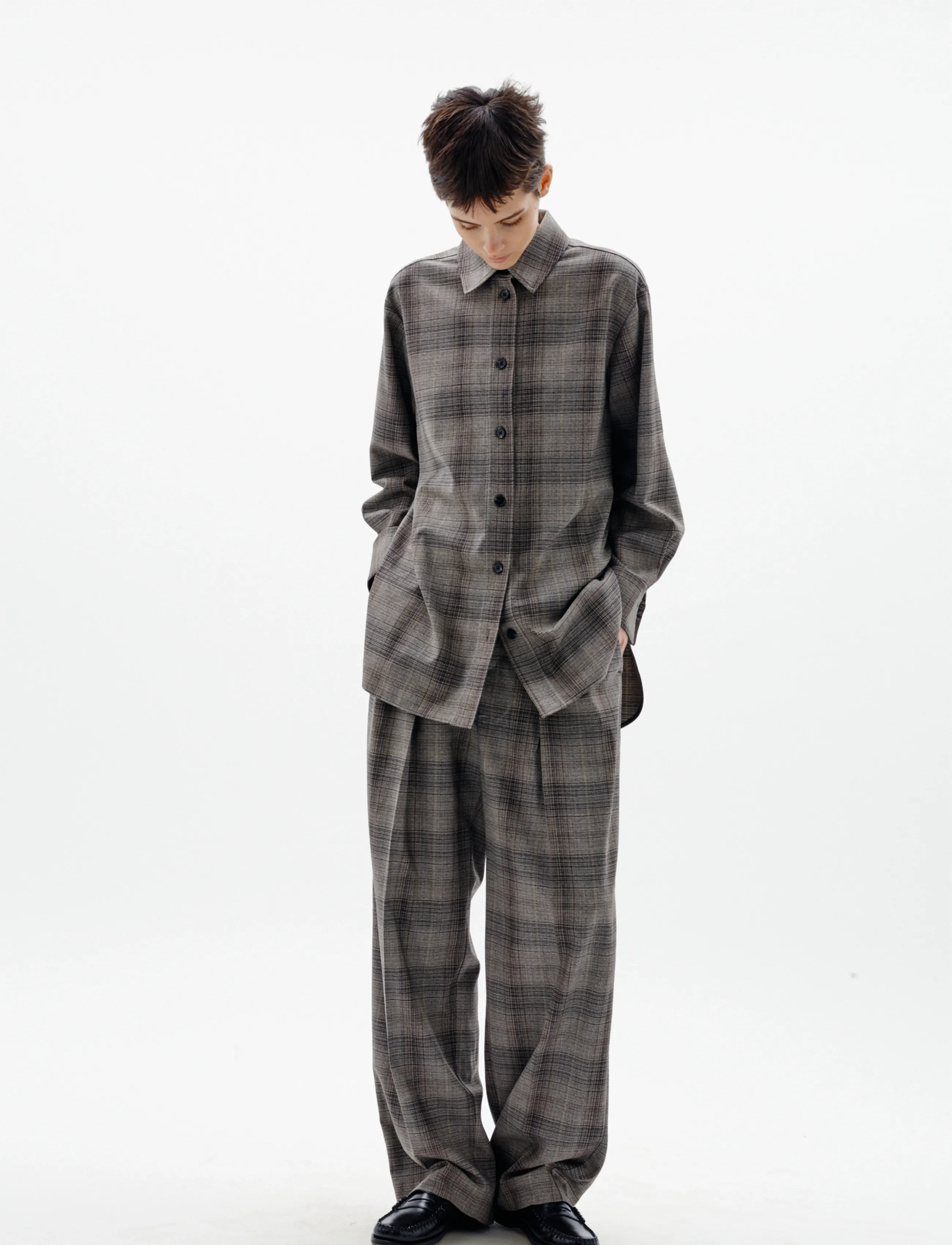 InWear - CHECKIEIW BARREL PANT - hosen mit geradem bein - brown fall check - 4