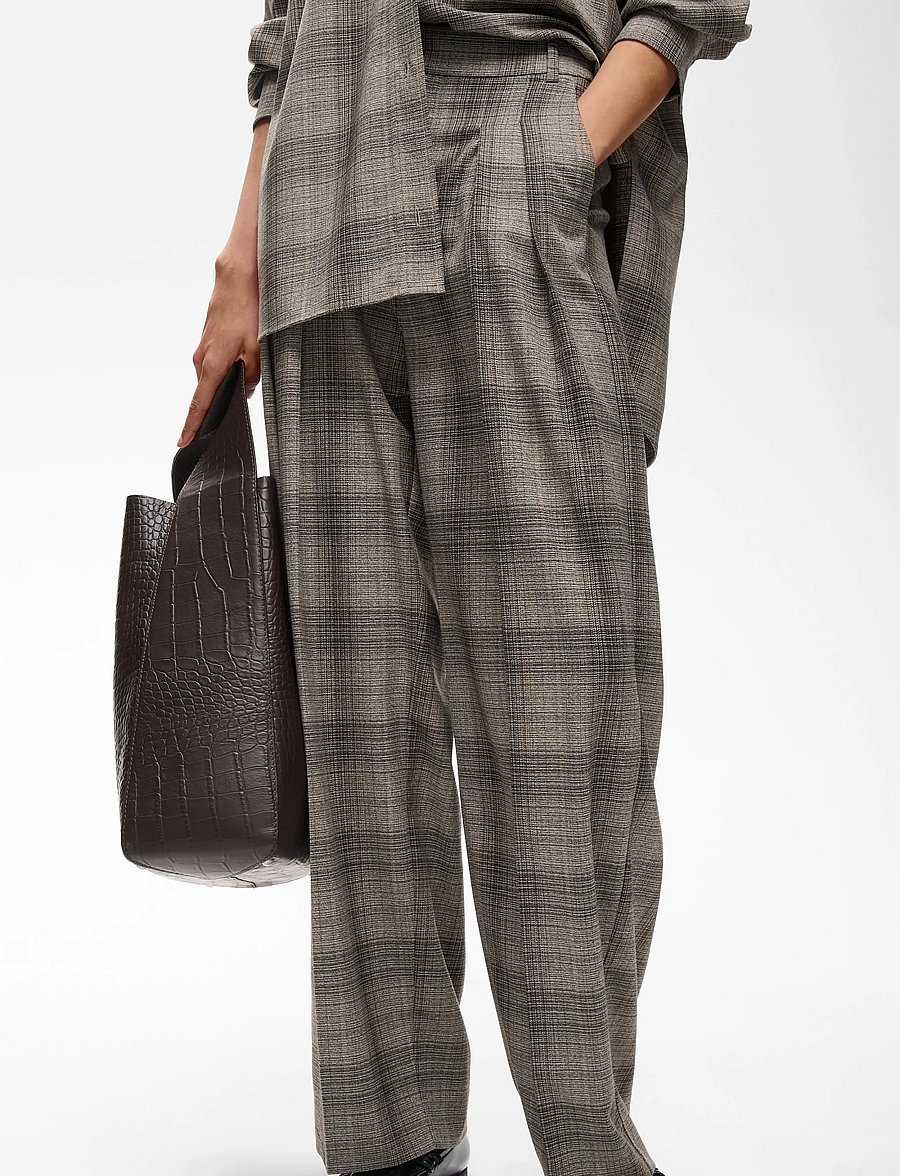 InWear - CHECKIEIW BARREL PANT - hosen mit geradem bein - brown fall check - 5
