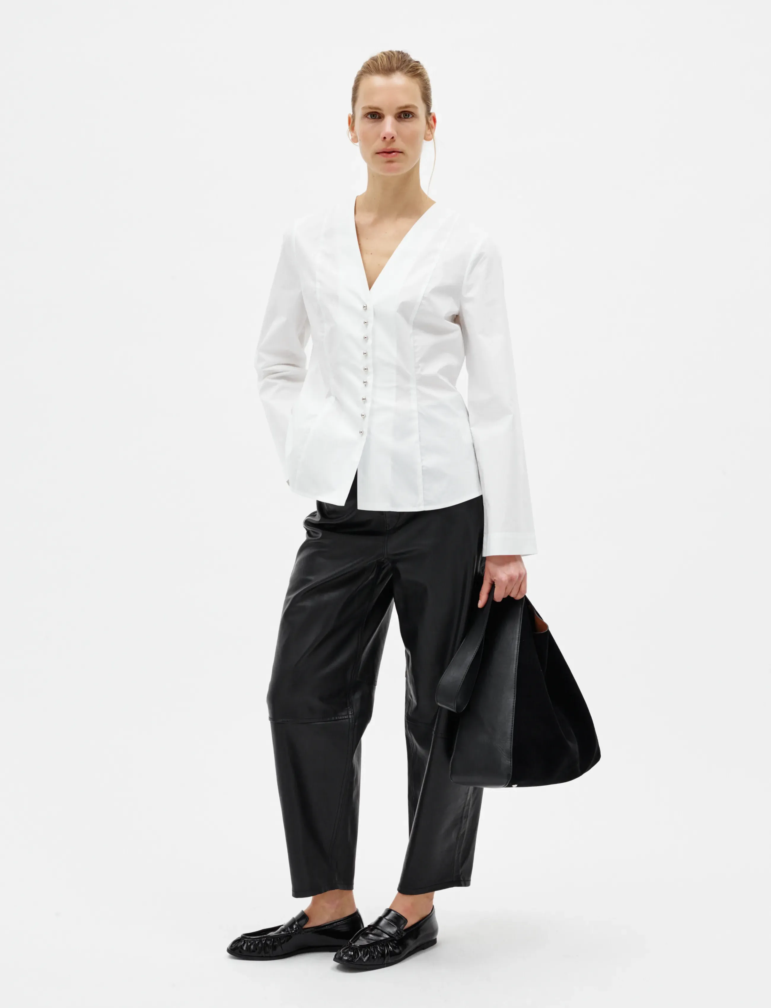 InWear - JOKOIW BARREL LEATHER JEANS - barrel-bukser - black - 5