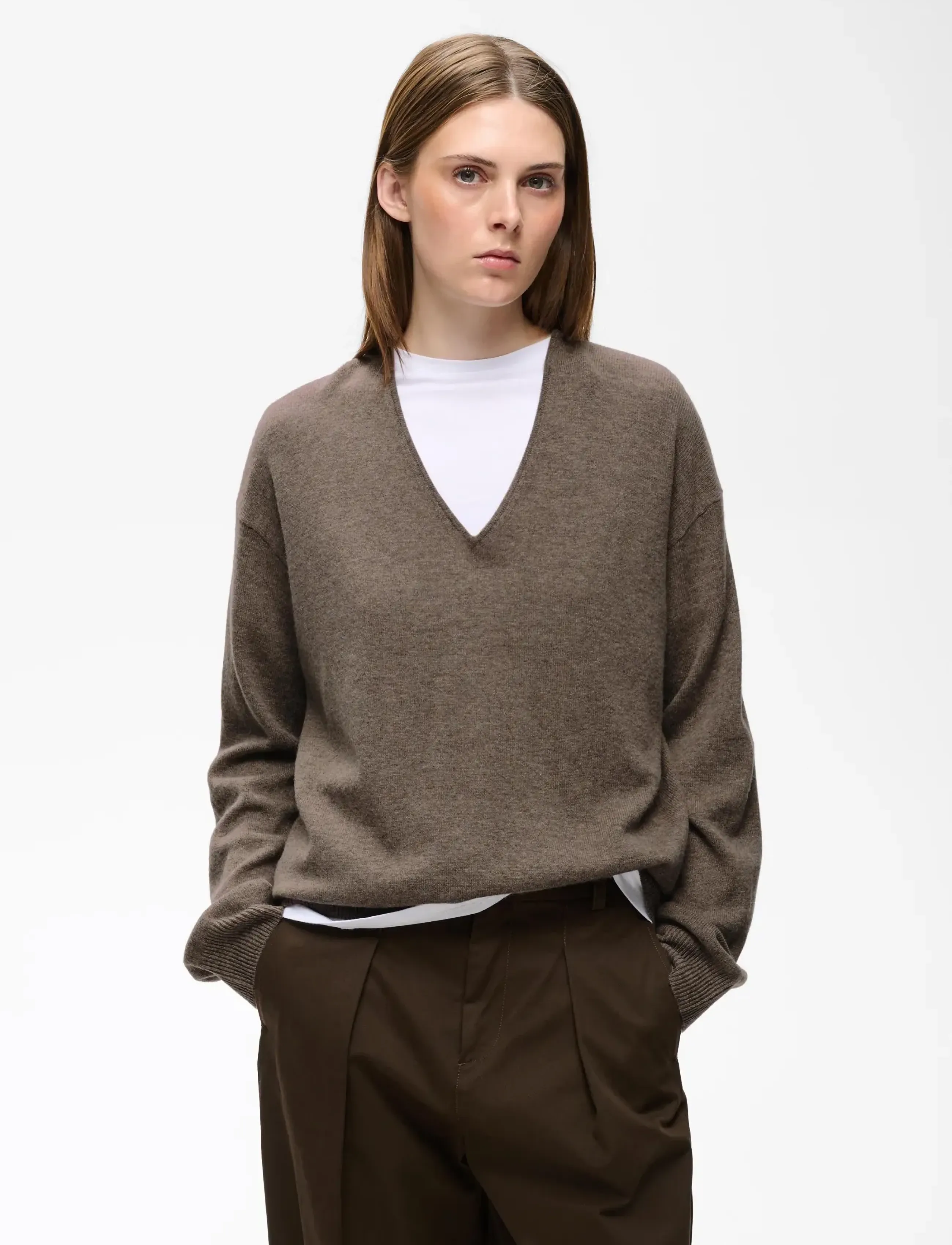 InWear - TALLYIW MONIKA V-NECK - autumn clothing - chocolate brown melange - 0