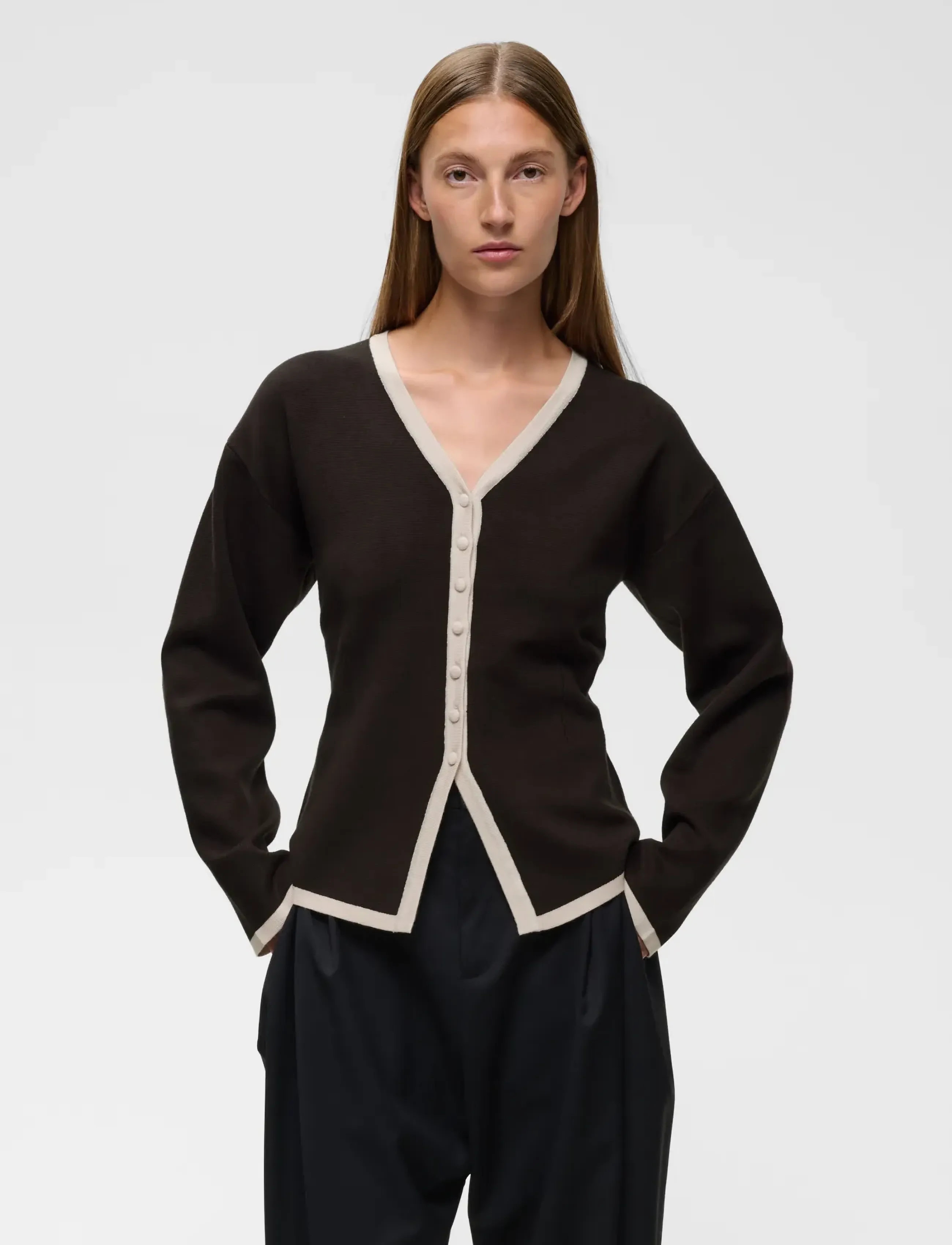 InWear YENAHIW CONTRAST CARDIGAN - InWear - CHOCOLATE BROWN / brown
