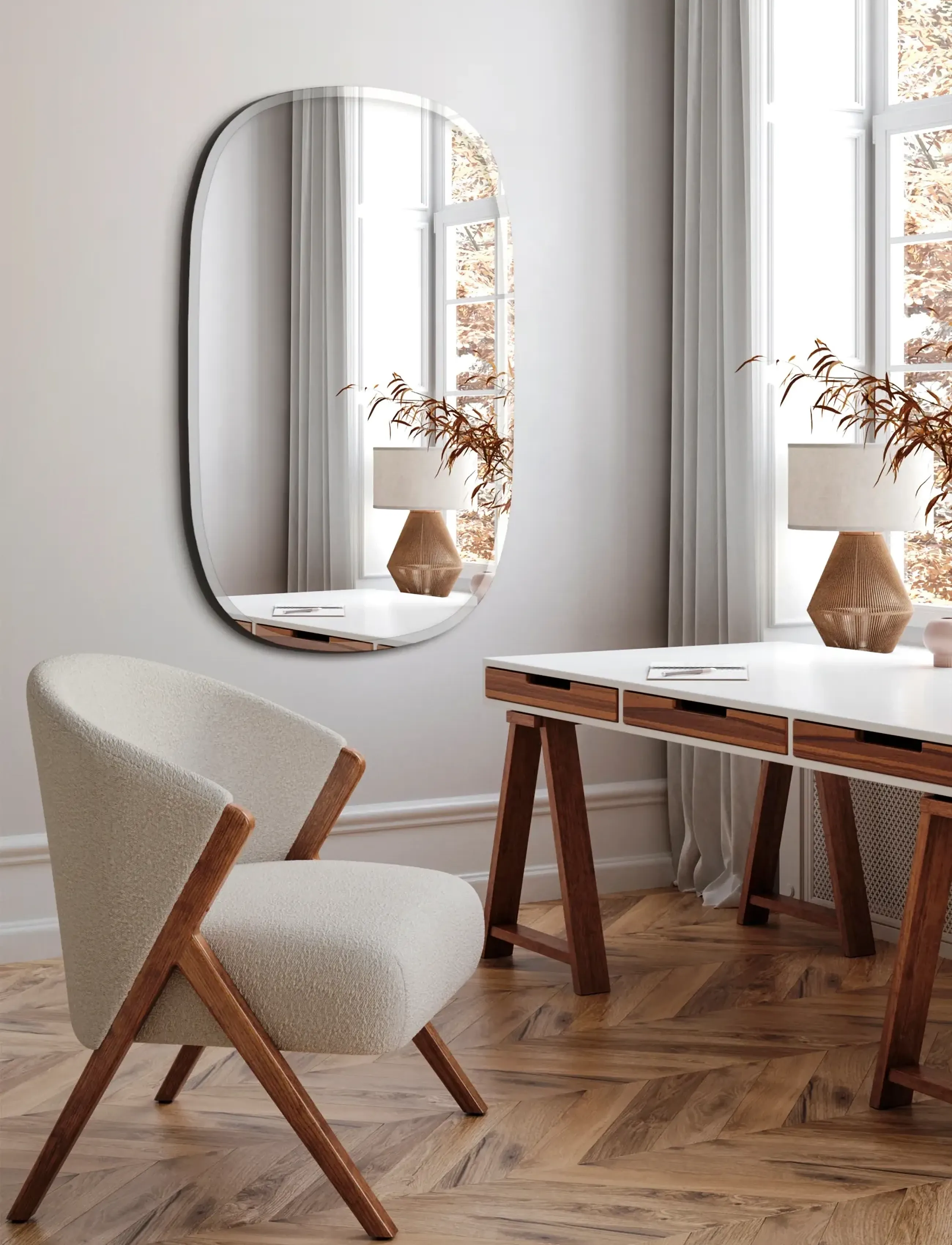 Incado Opal Mirror, 65X110 cm, White, Spejle > Vægspejle, Unisex