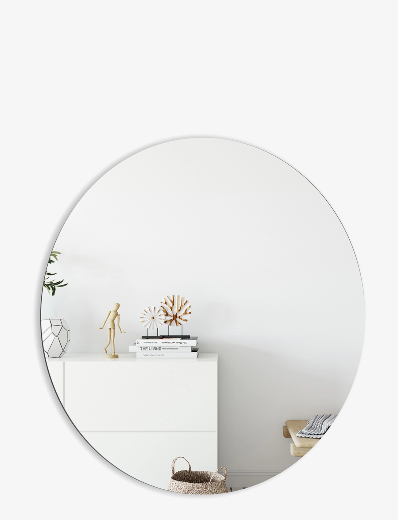 Incado Silver Round Mirror, Vægspejl, Nude, Str: Ø 90 cm