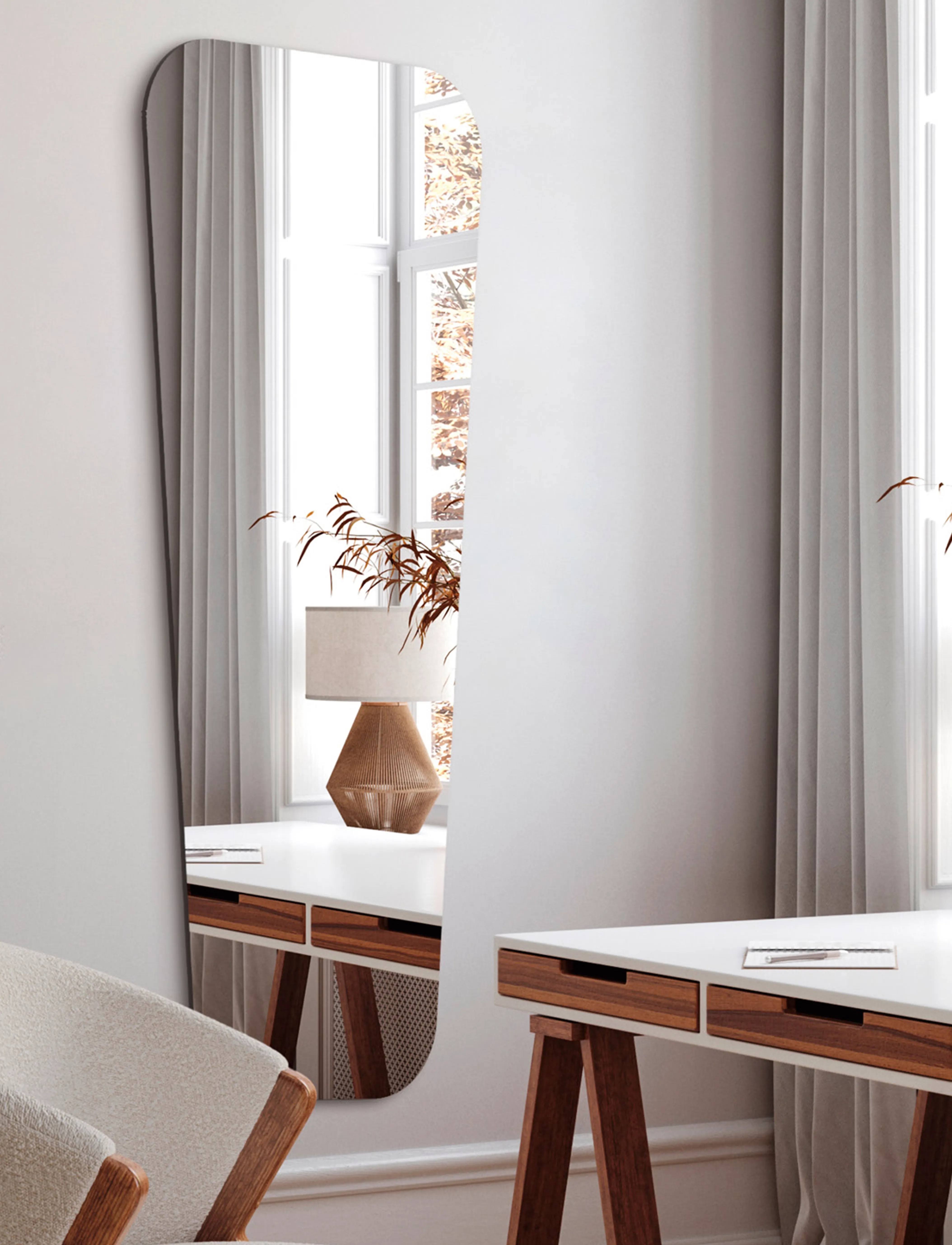 Incado Trapeze Mirror, 55X155 cm, Silver, Spejle > Vægspejle, Unisex