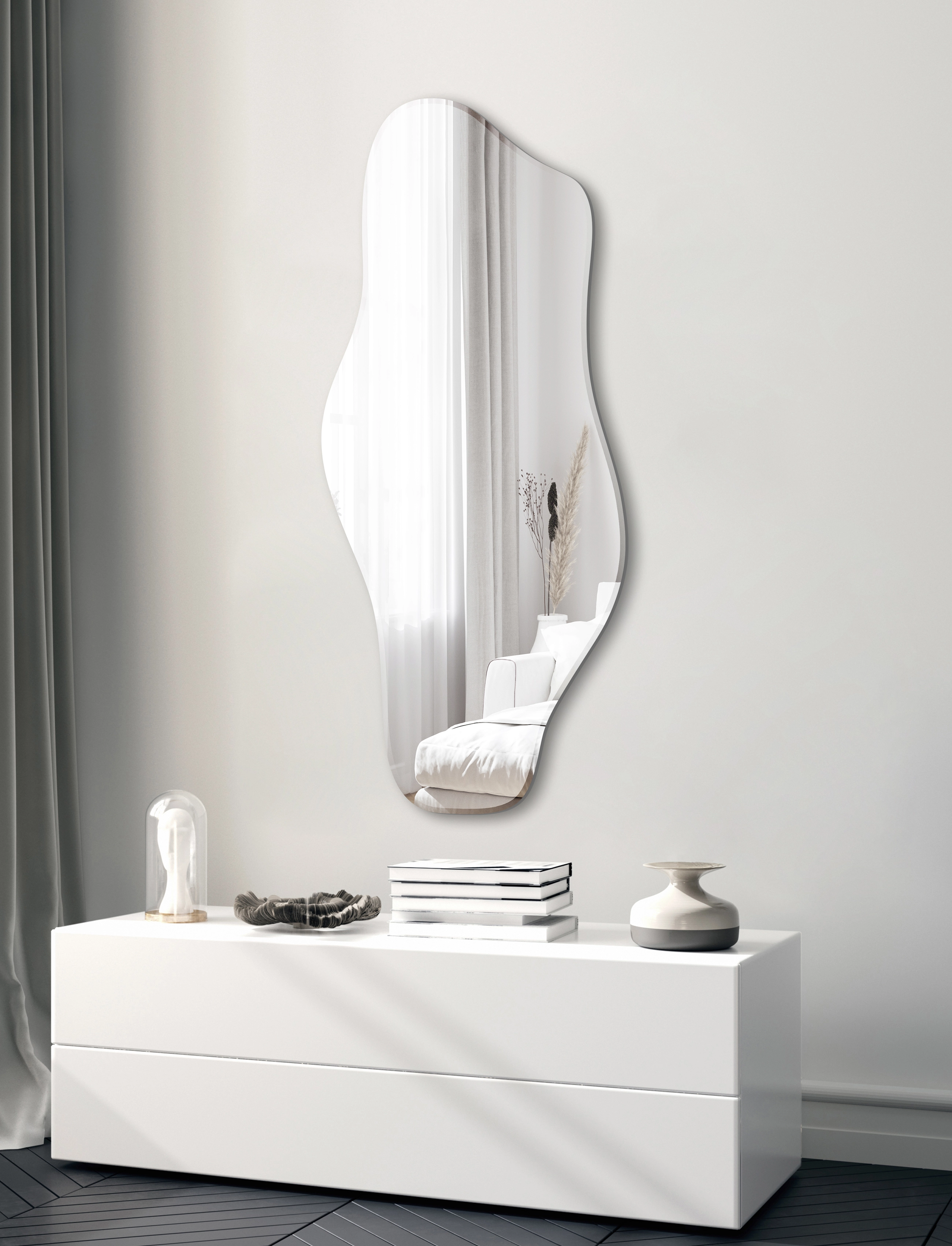 Incado Wave, 55X110 cm x 110, Silver, Spejle > Vægspejle, Unisex