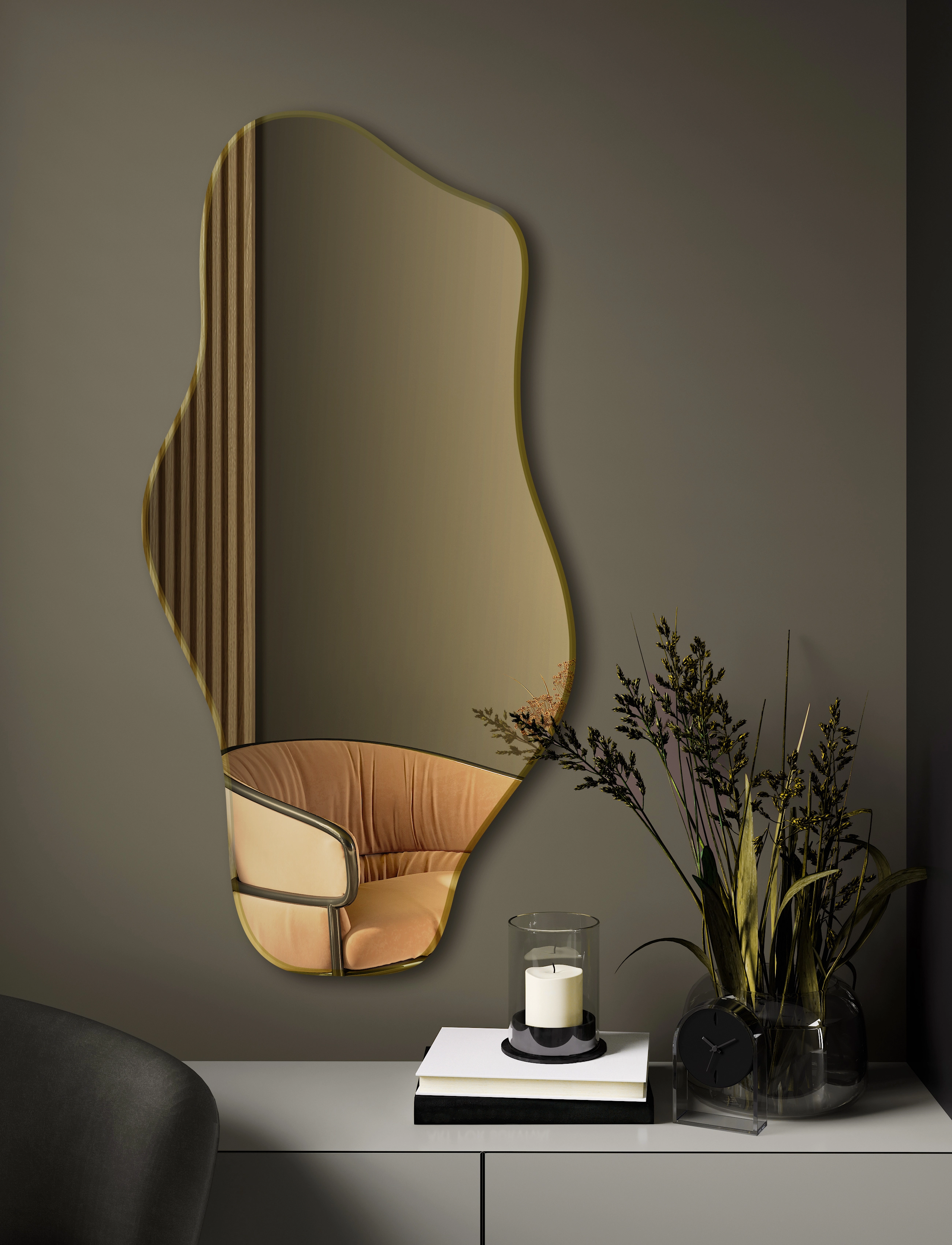 Incado Wave, 55X110 cm x 110, Gold, Spejle > Vægspejle, Unisex