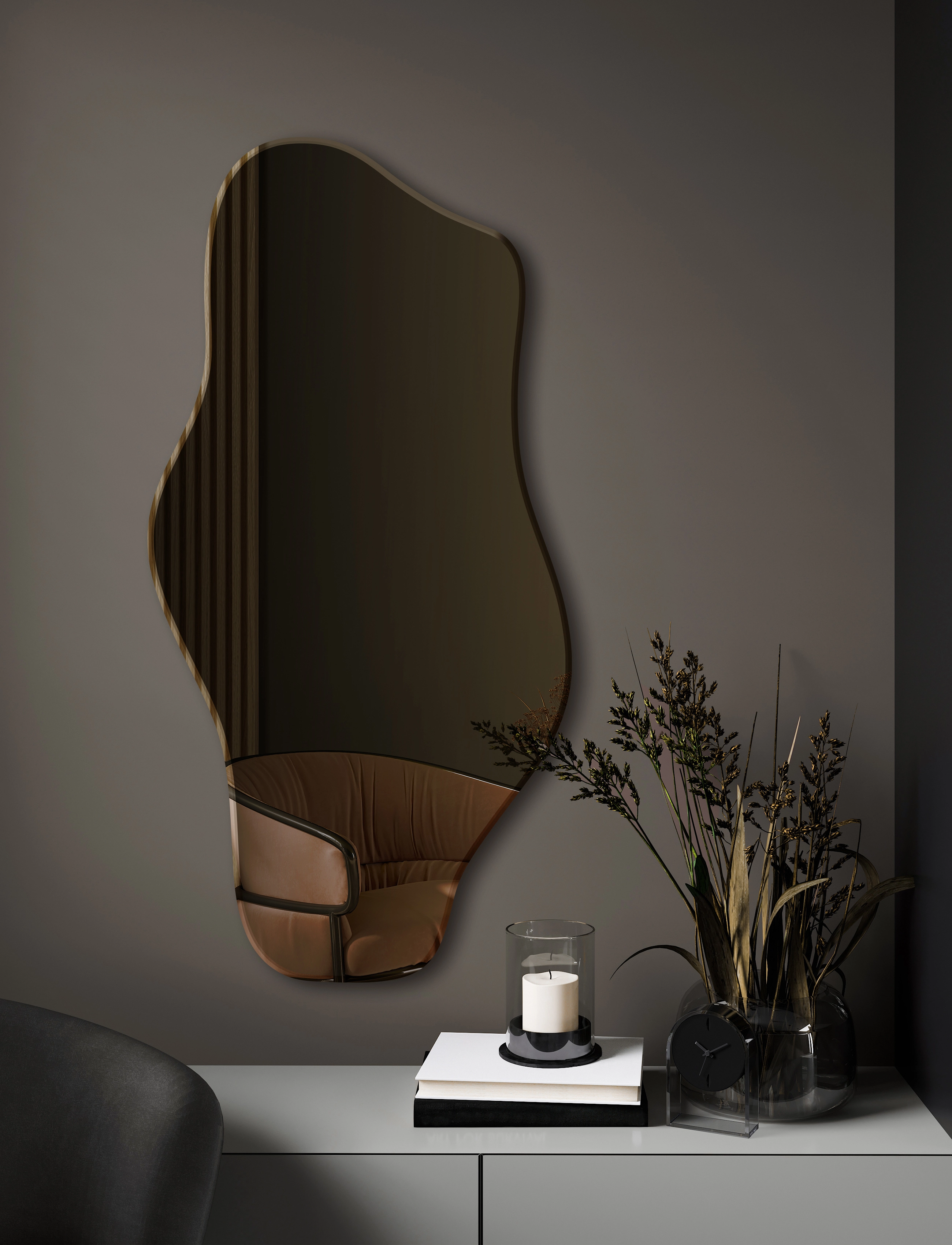 Incado - Wave - vægspejle - dark brown - 3