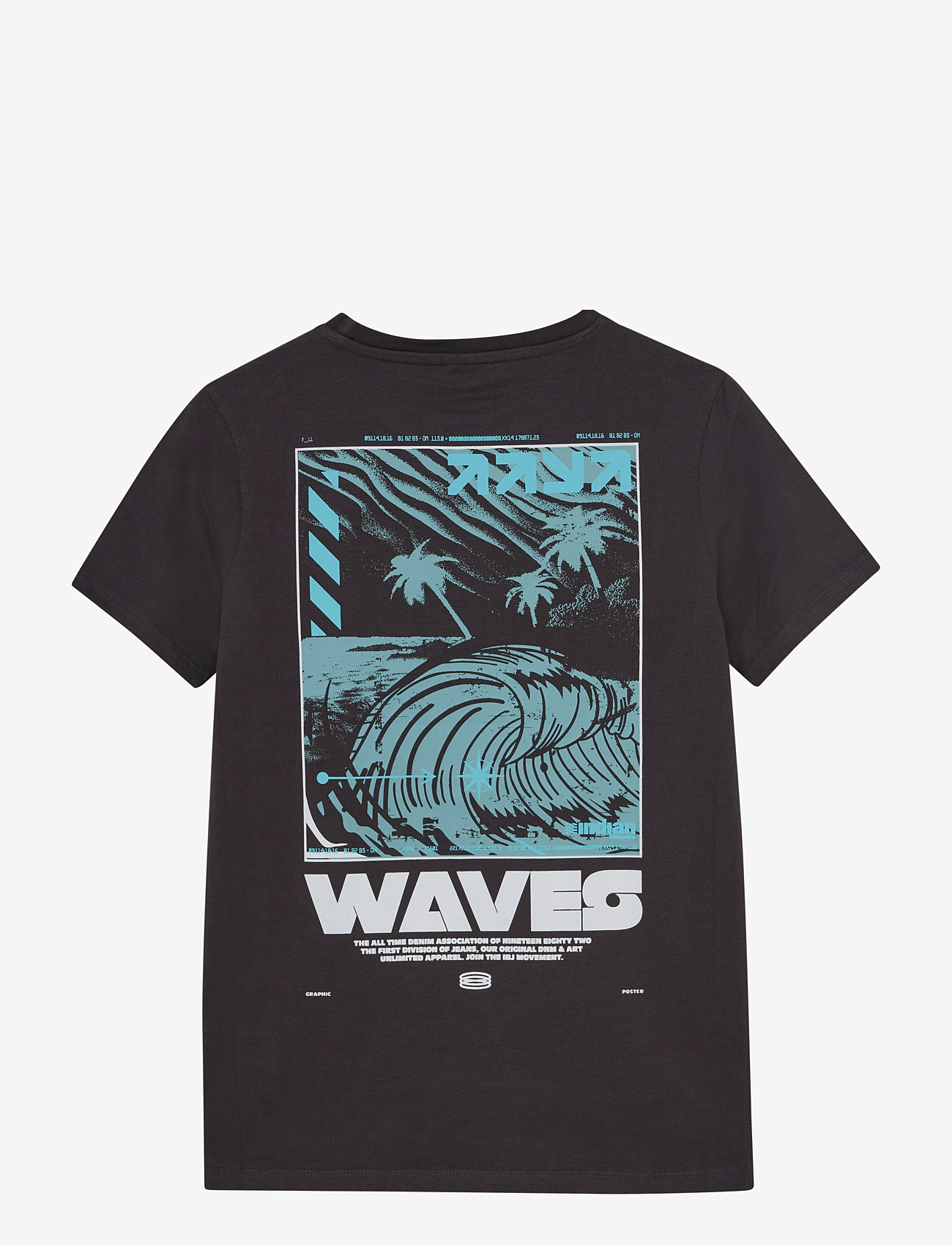 Indian Blue Jeans - T-shirt Backprint Wave - kortärmade t-shirts - antra ash - 2