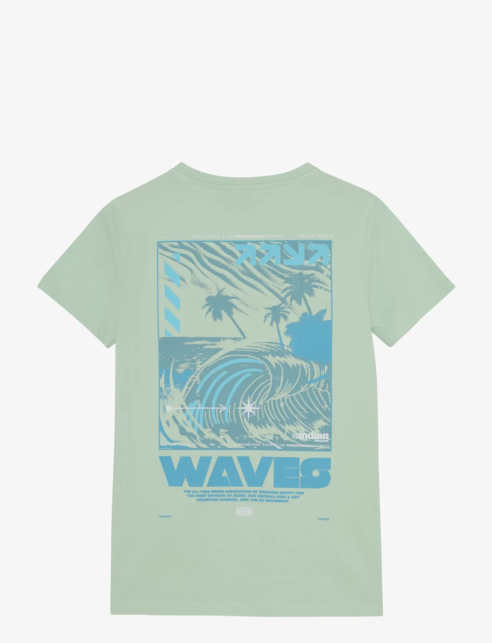 Indian Blue Jeans - T-shirt Backprint Wave - kortärmade t-shirts - fade mint - 1