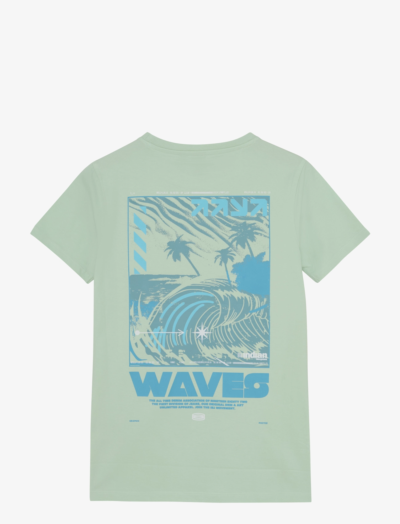 Indian Blue Jeans - T-shirt Backprint Wave - short-sleeved t-shirts - fade mint - 1