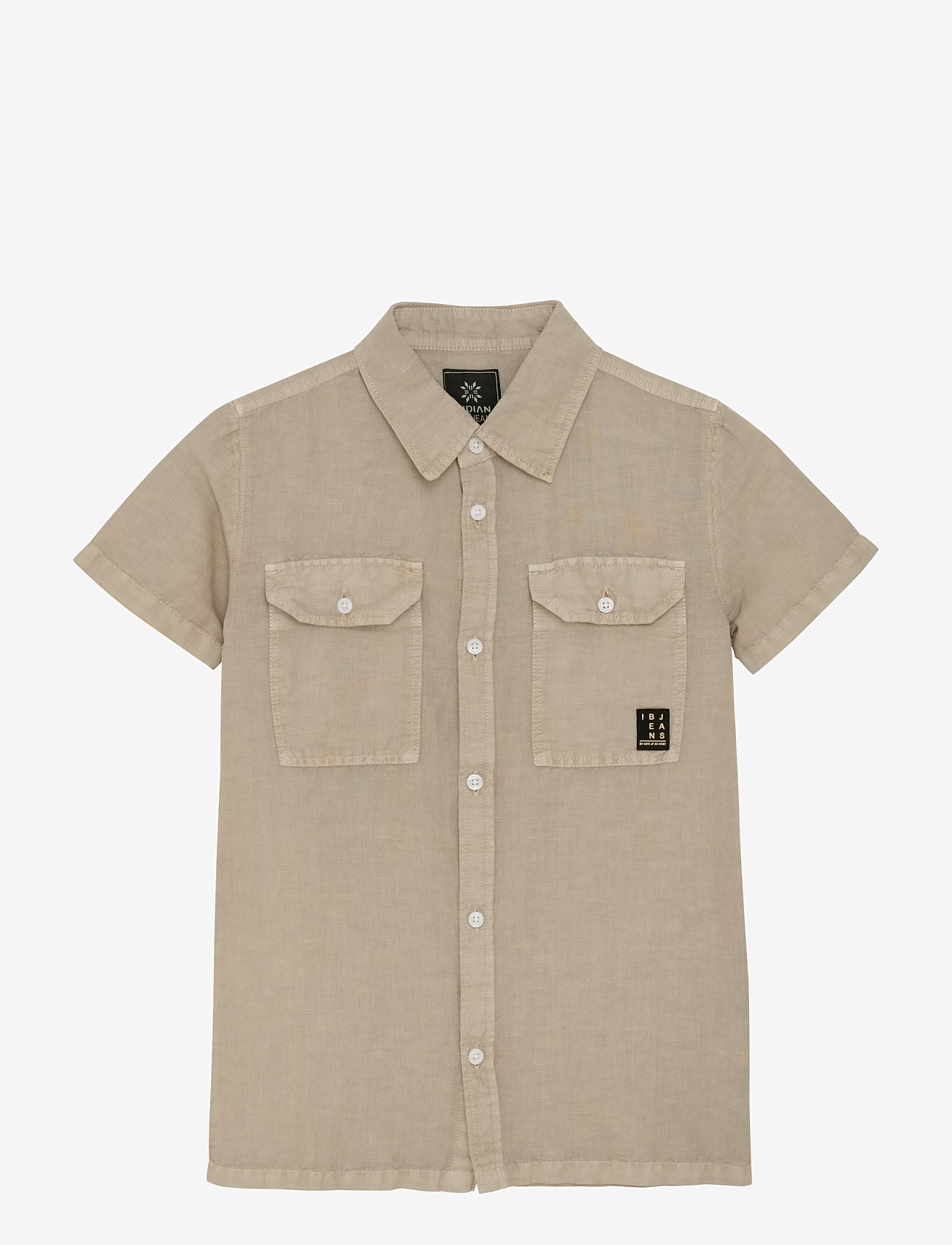 Indian Blue Jeans - Shirt Short Sleeve Linen Look - kortärmade skjortor - cobblestone - 1