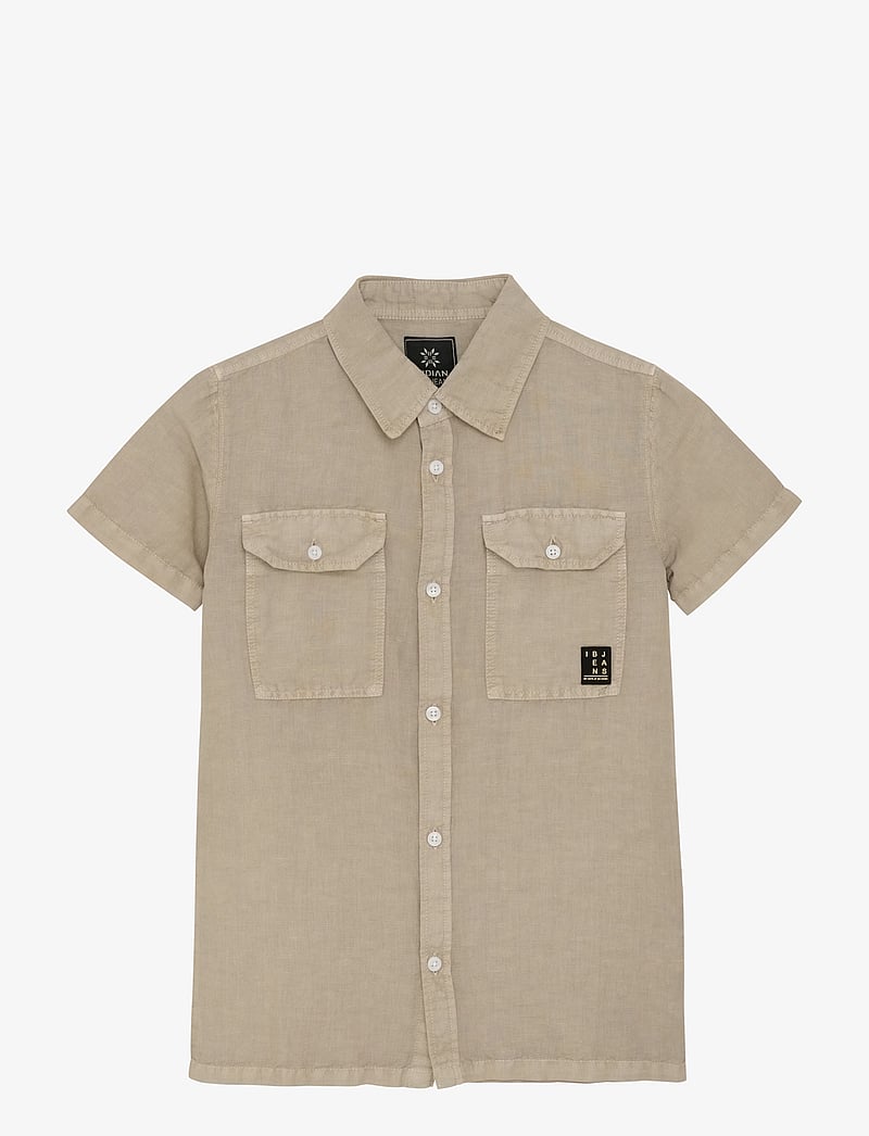 Indian Blue Jeans - Shirt Short Sleeve Linen Look - kurzärmlige hemden - cobblestone - 1