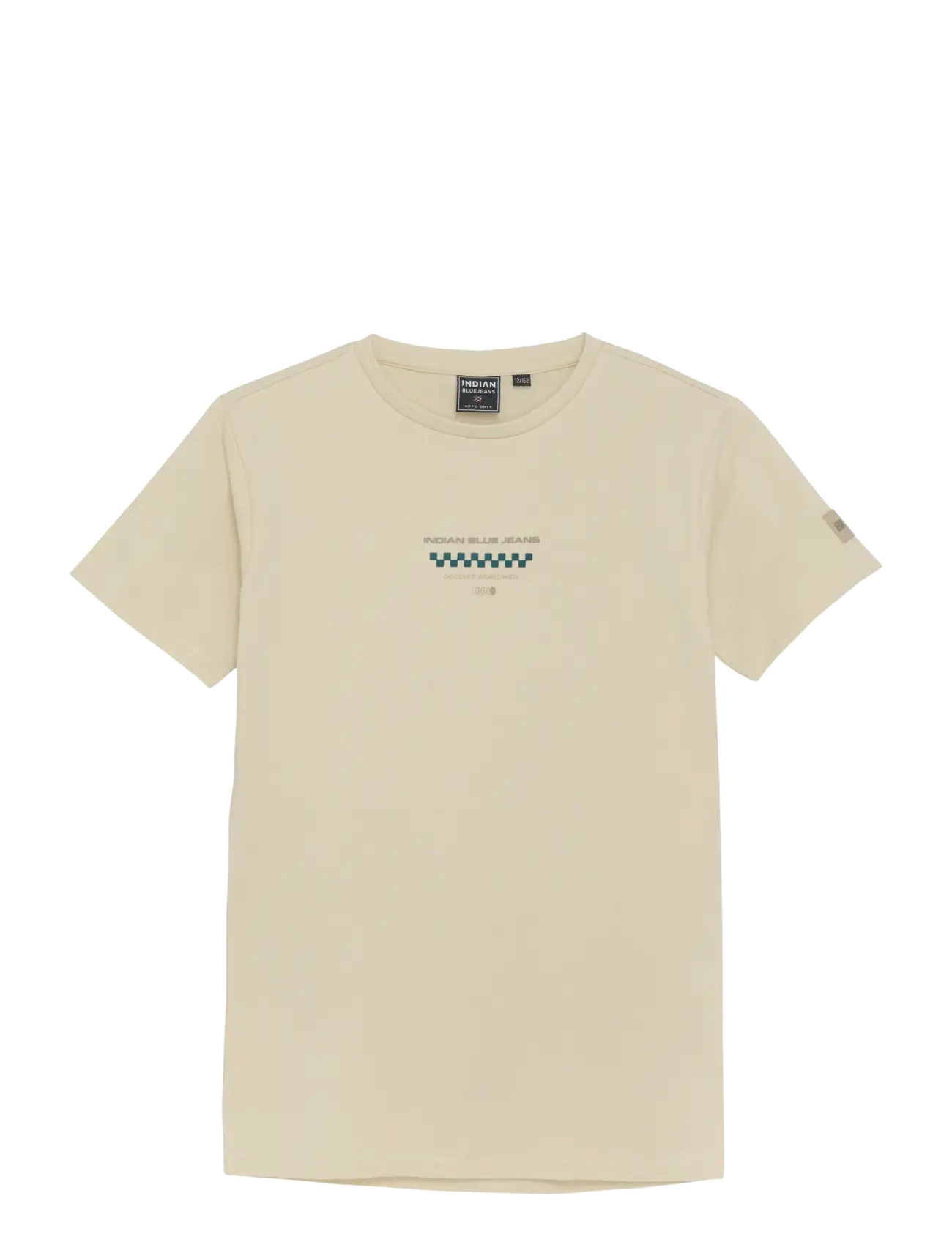 Indian Blue Jeans T-Shirt Chest Print, 140, T-shirts, Creme - Short-sleeved, Kinder