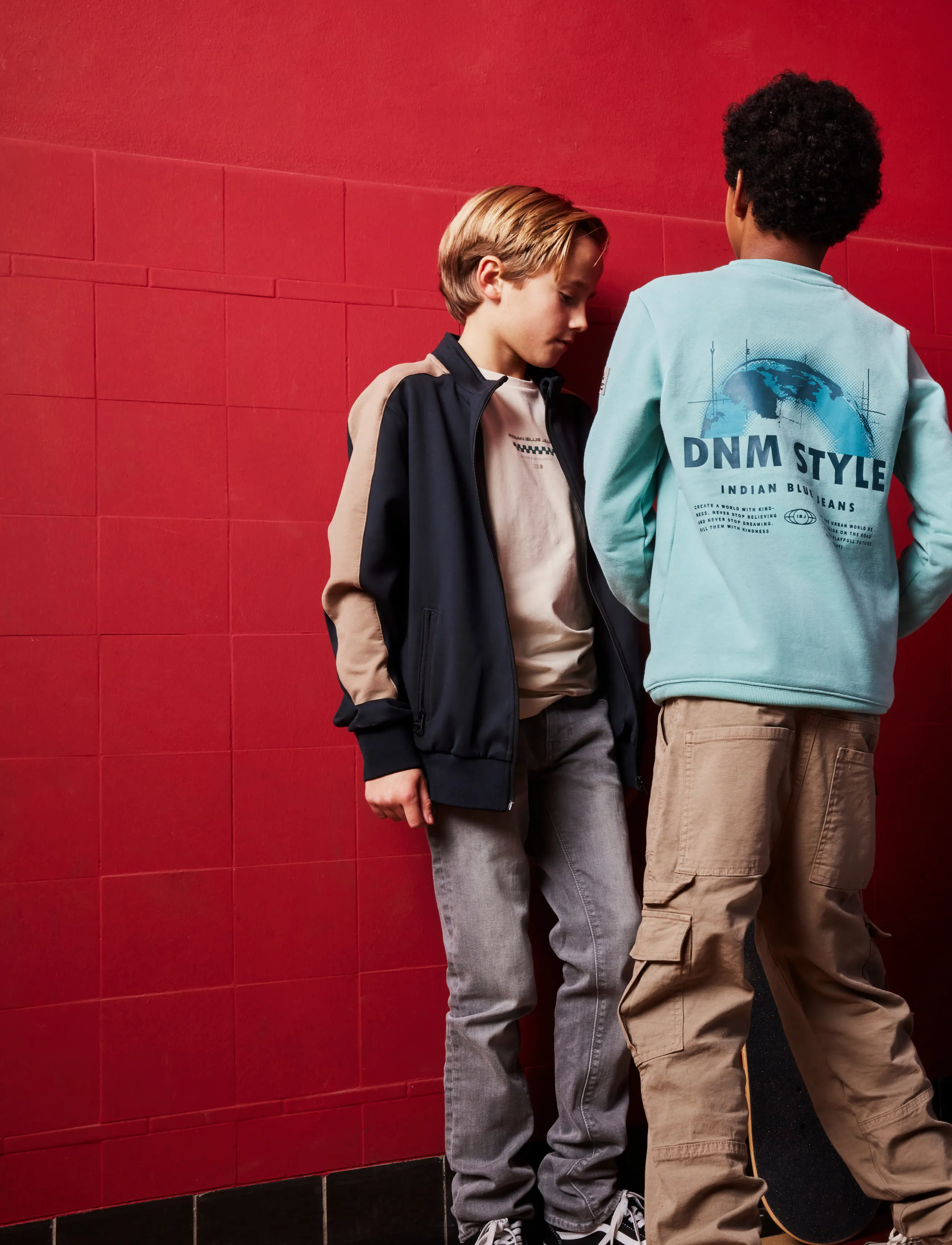 Indian Blue Jeans Zipper Jacket Contrast Sleeve, 176, Jackets & Coats, Schwarz - Light Jackets, Kinder